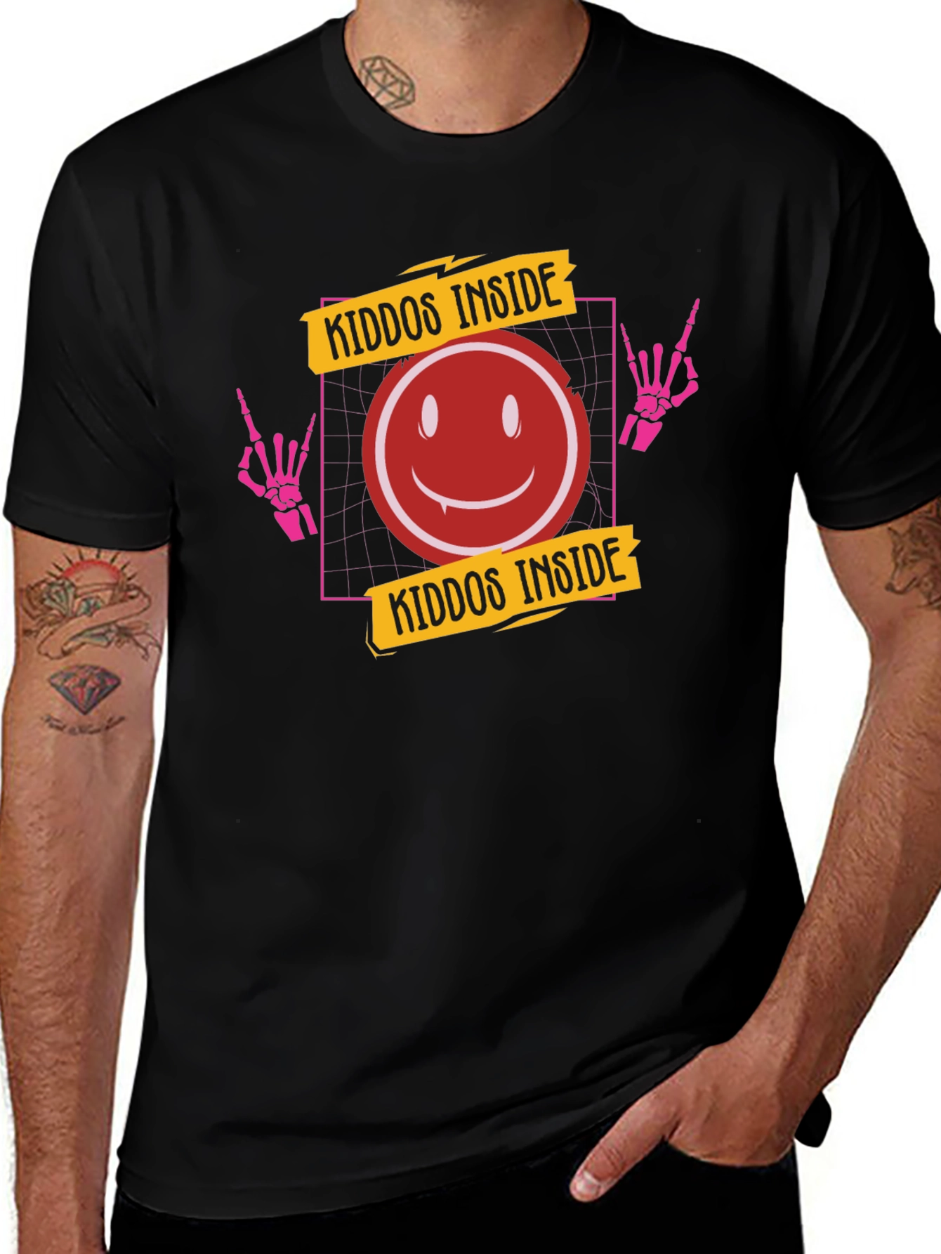Kiddos Inside Graphic Tee - Trendy Black T-Shirt