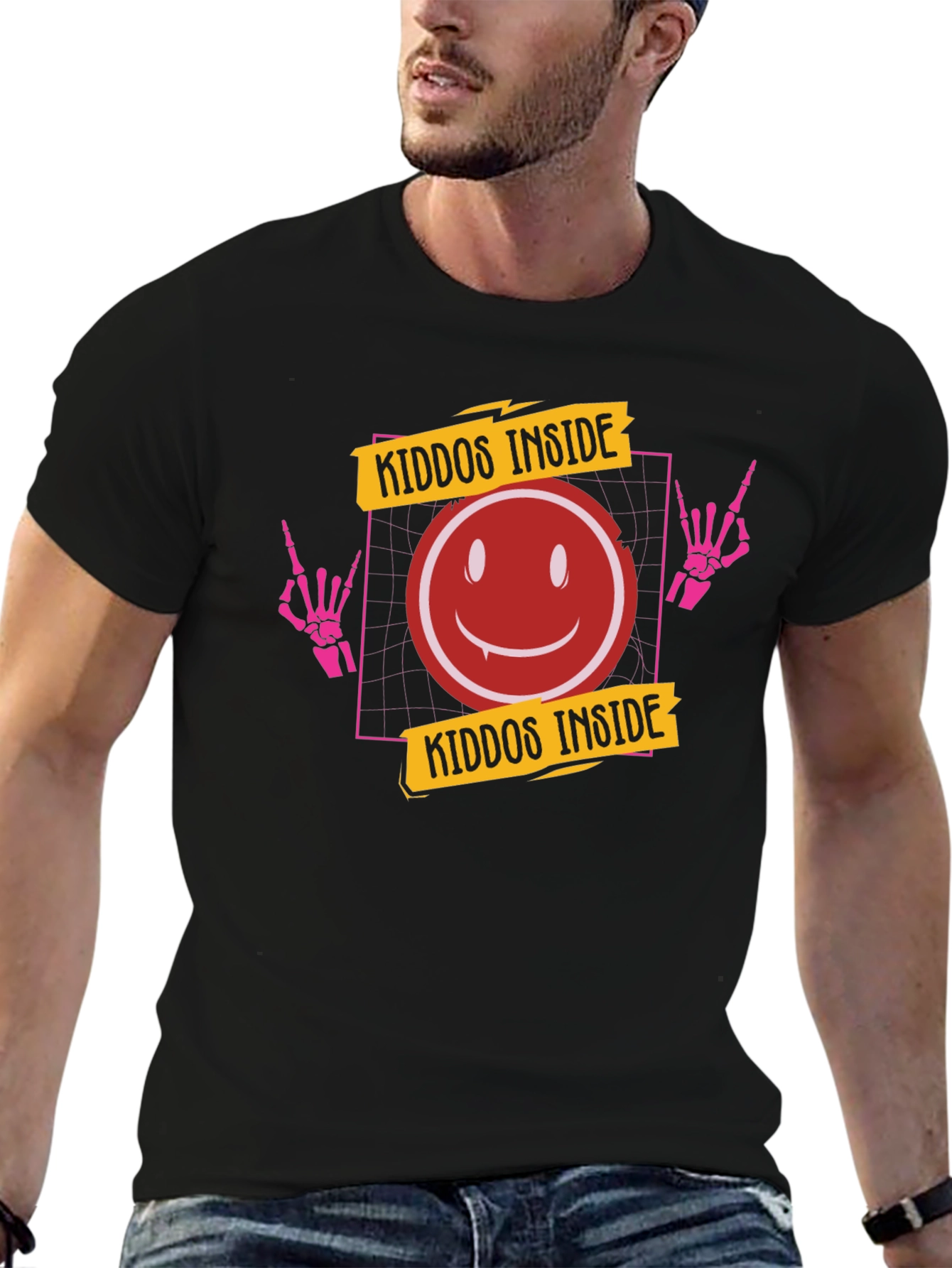 Kiddos Inside Graphic Tee - Trendy Black T-Shirt