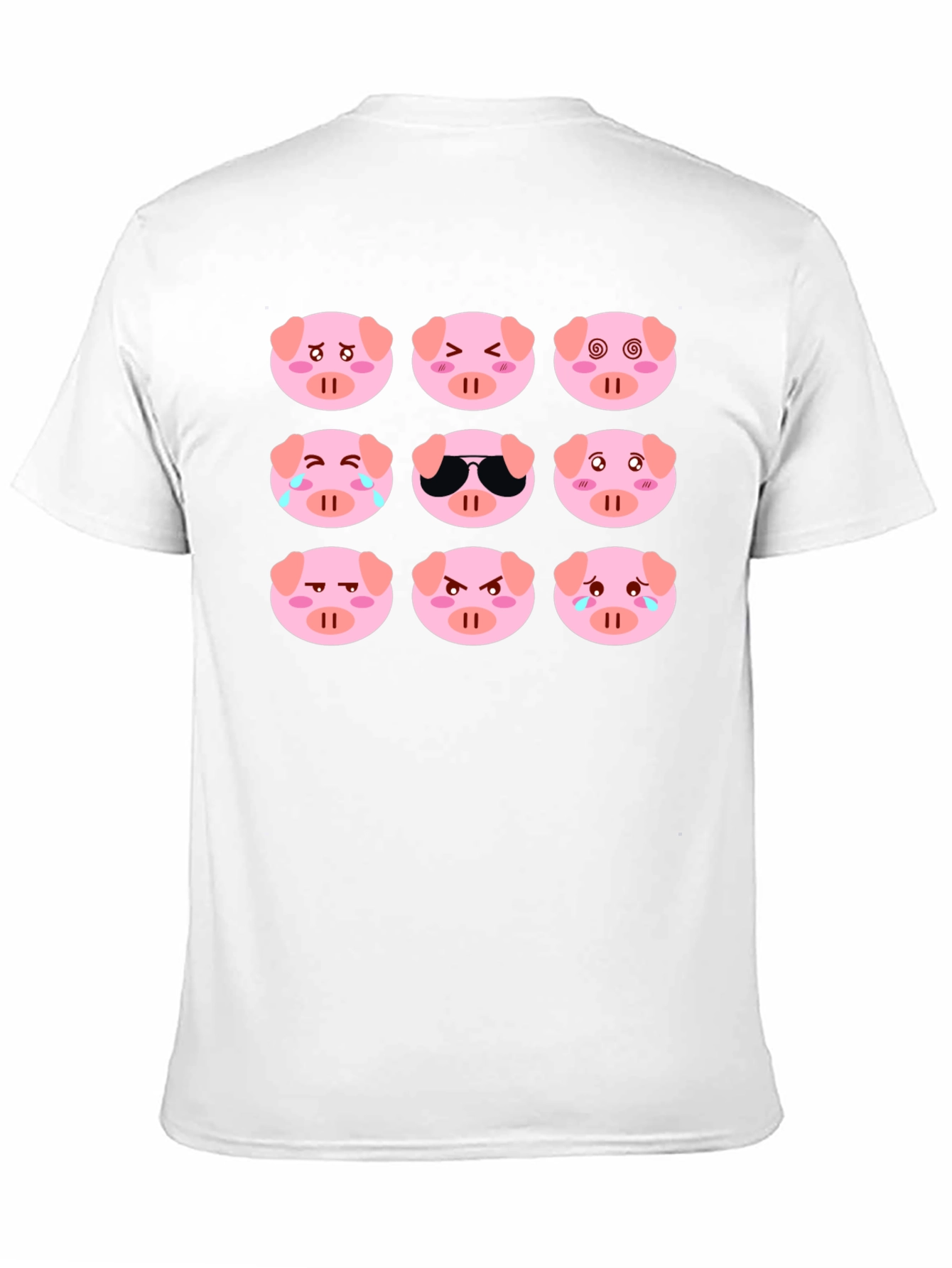 Emoji Pig T-Shirt - Black Cotton Crew Neck