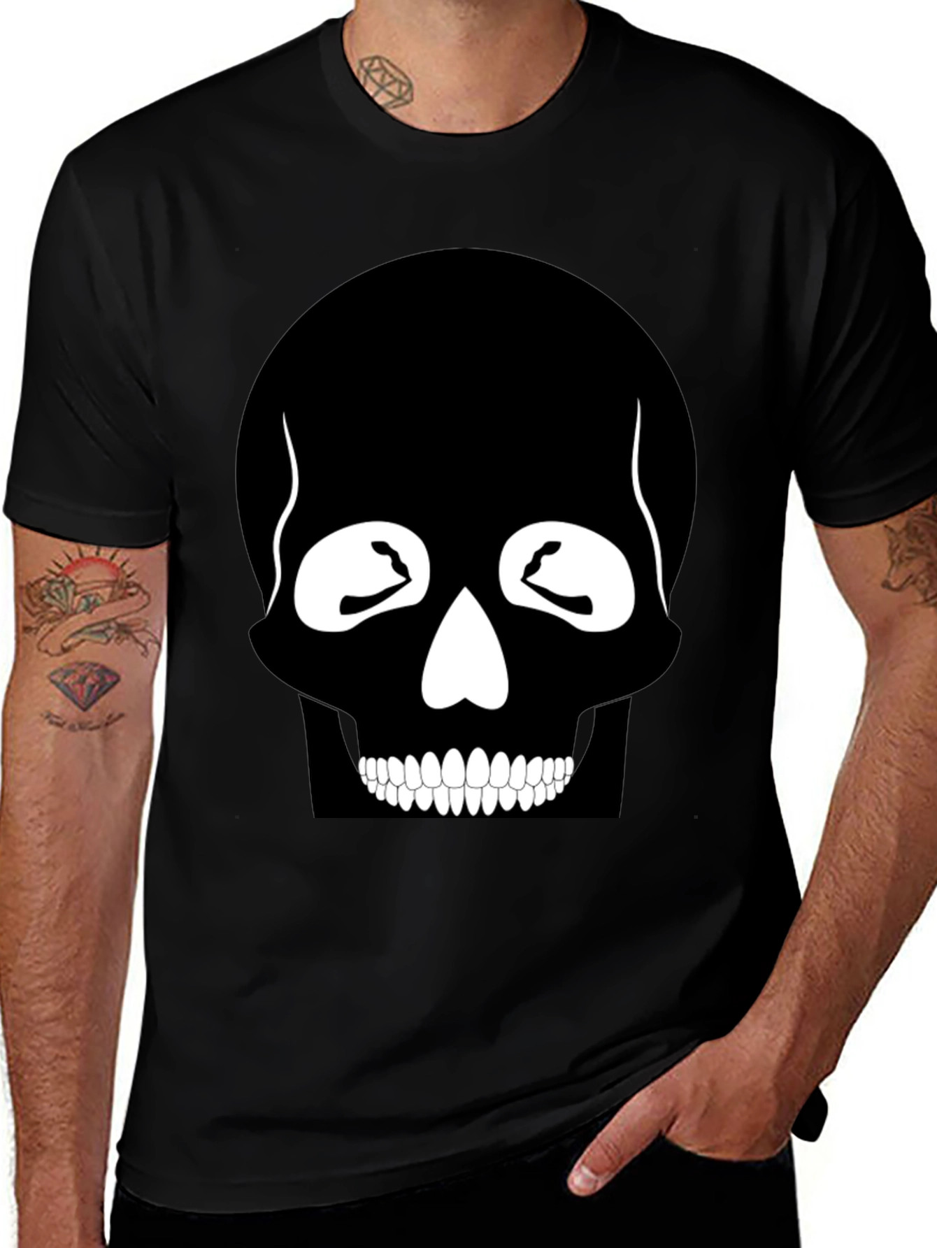 Skull Graphic Print Black T-Shirt