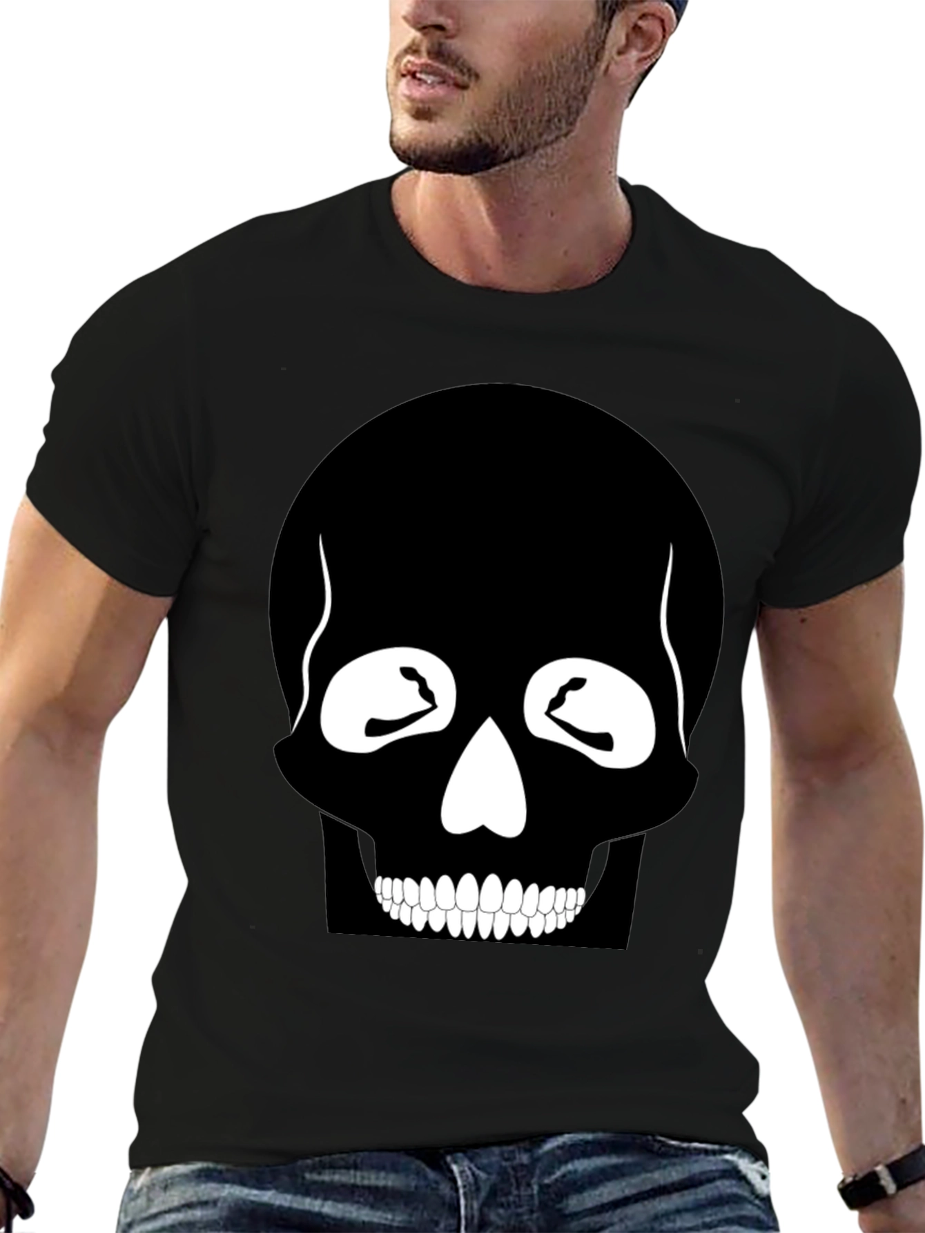 Skull Graphic Print Black T-Shirt