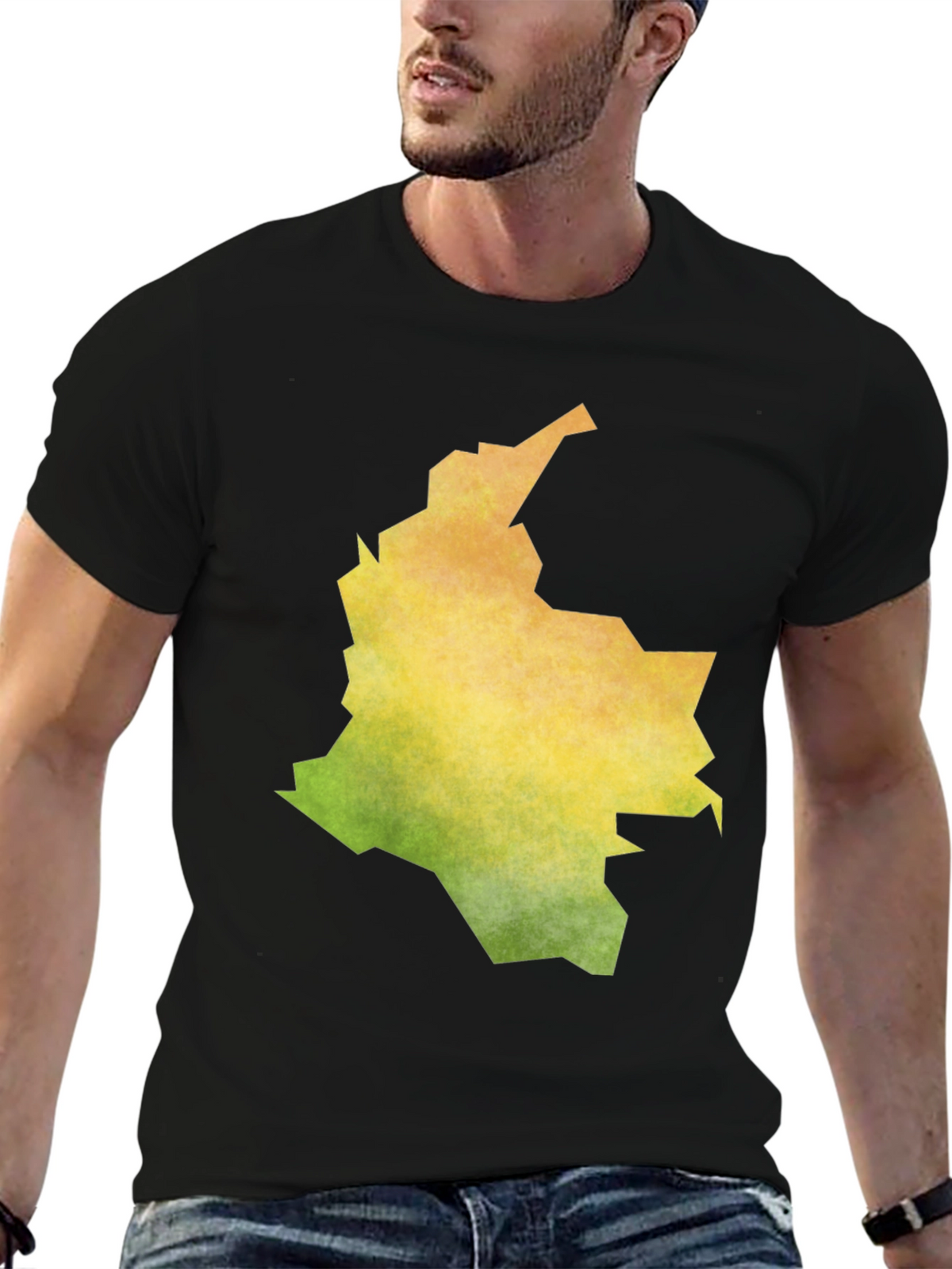 Colombia Map Graphic Black T-Shirt