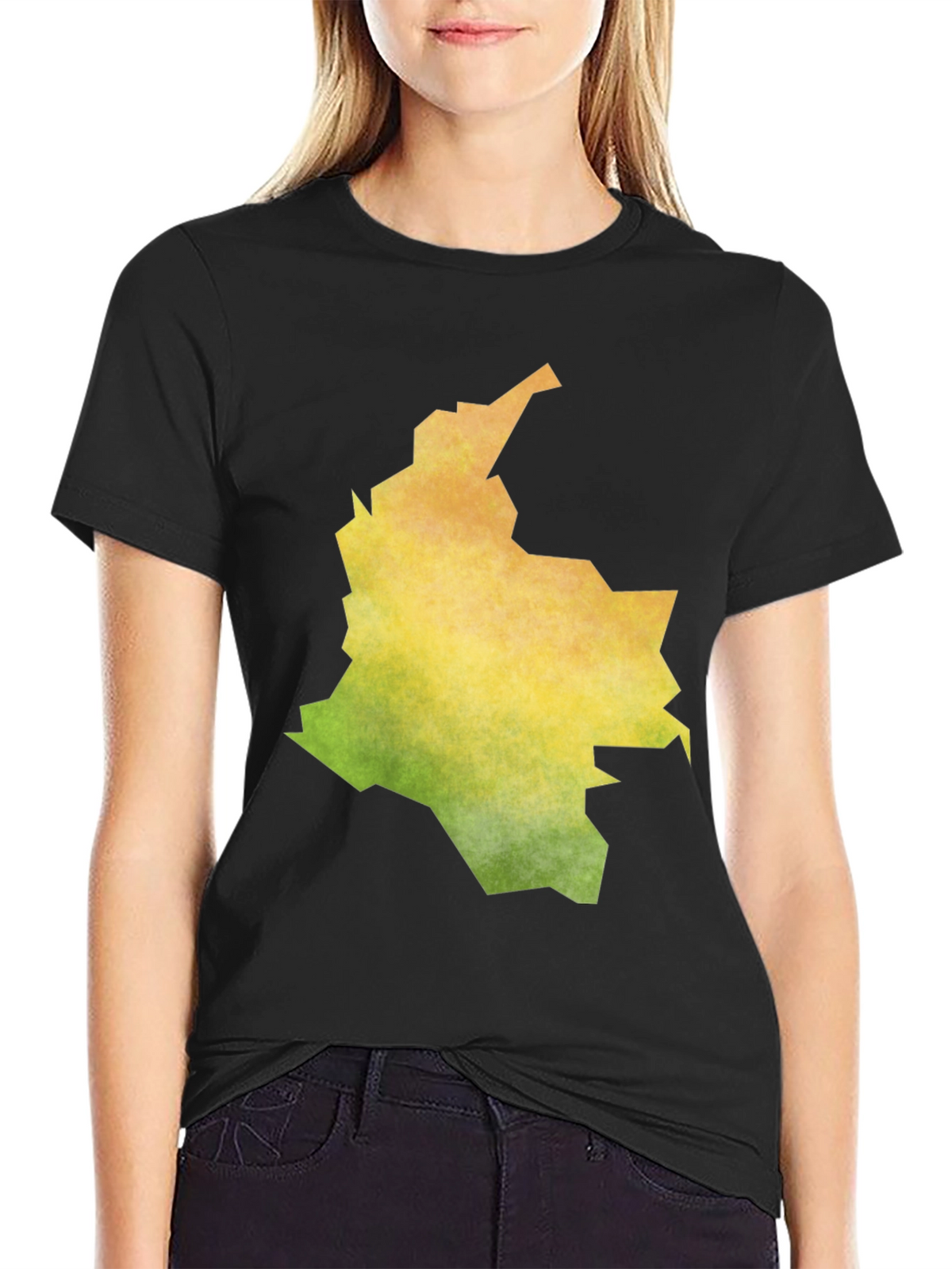 Colombia Map Graphic Black T-Shirt