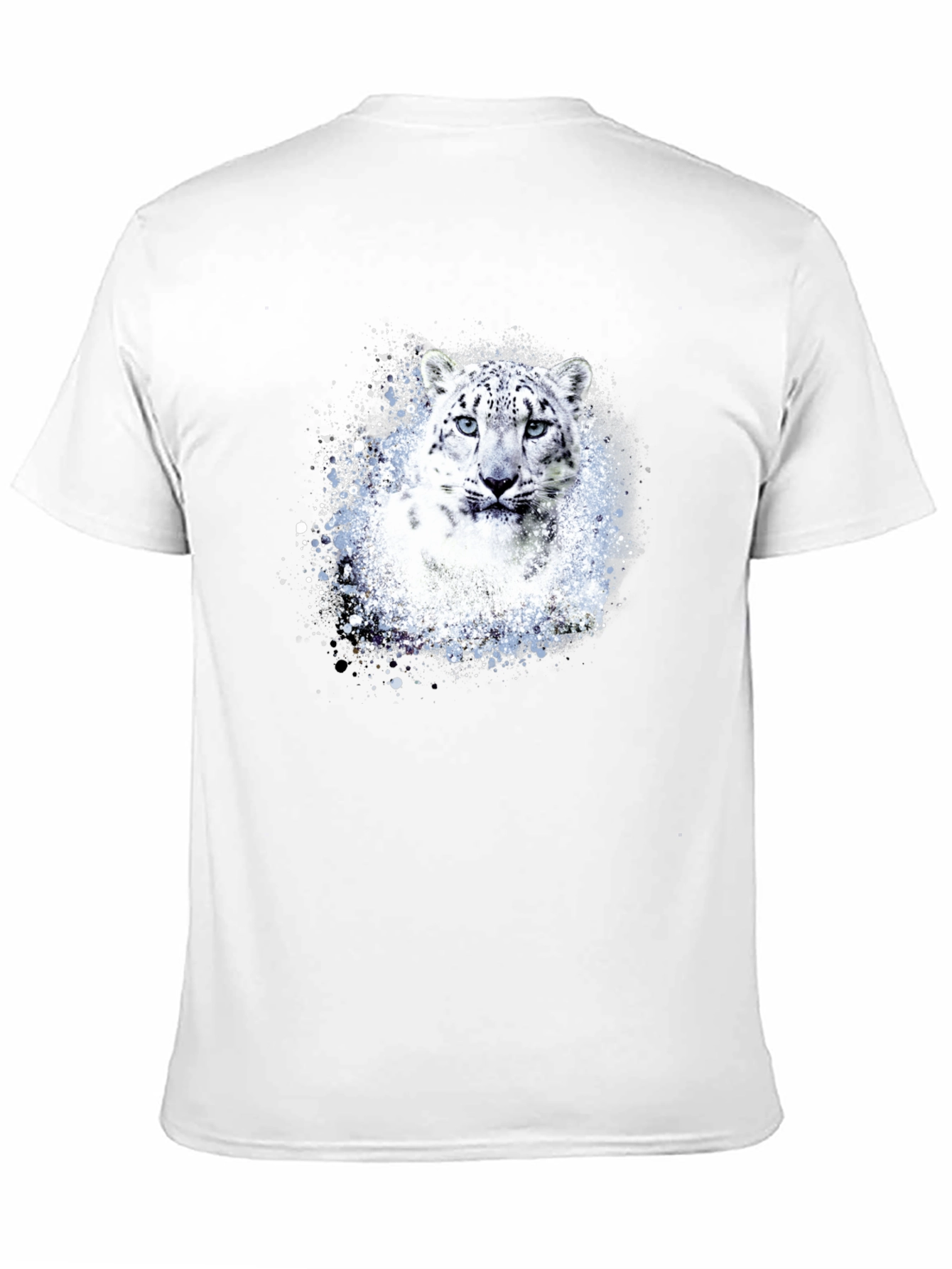 Snow Leopard Graphic Print Black T-Shirt