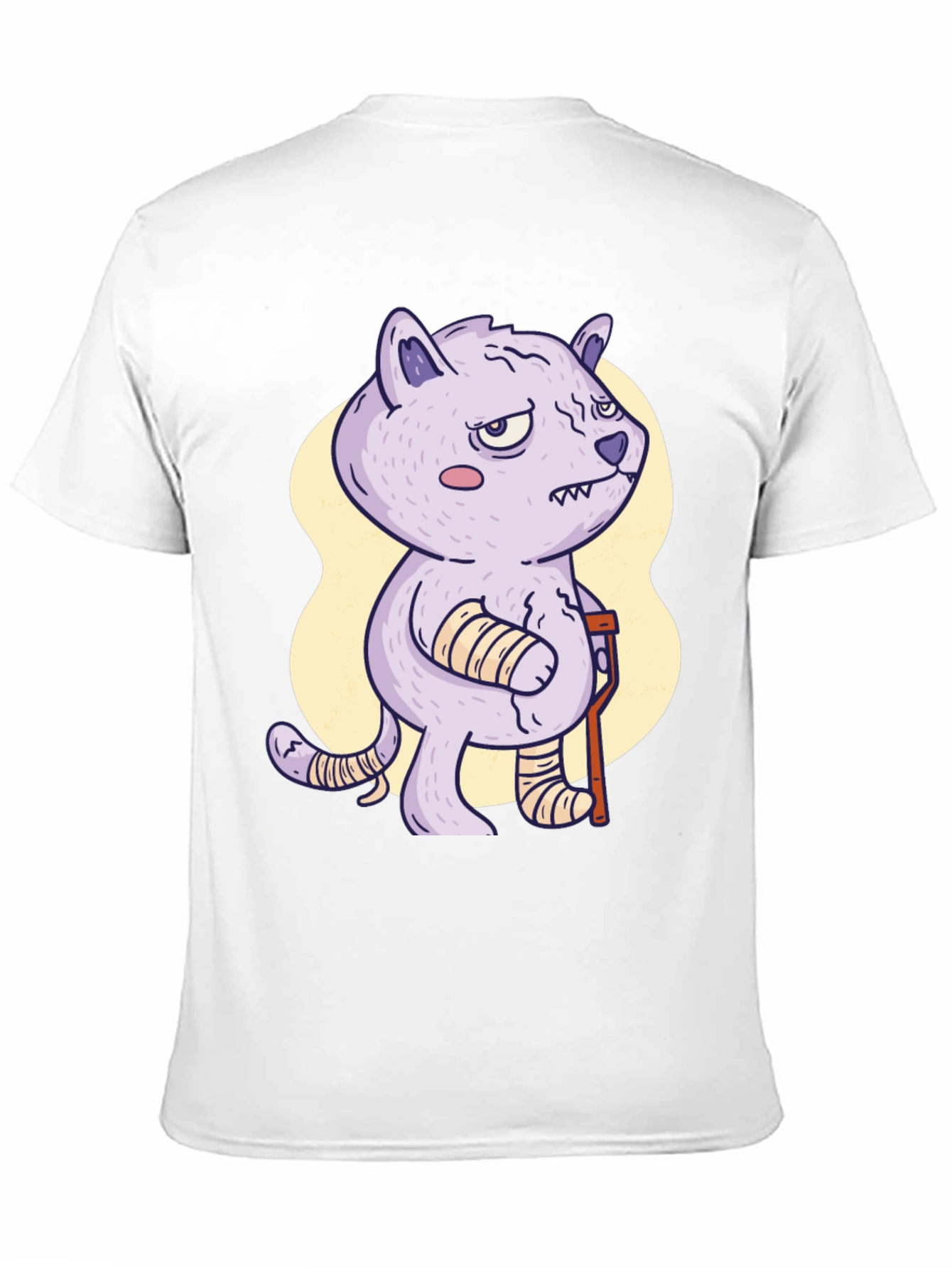 Injured Cartoon Cat Graphic Tee