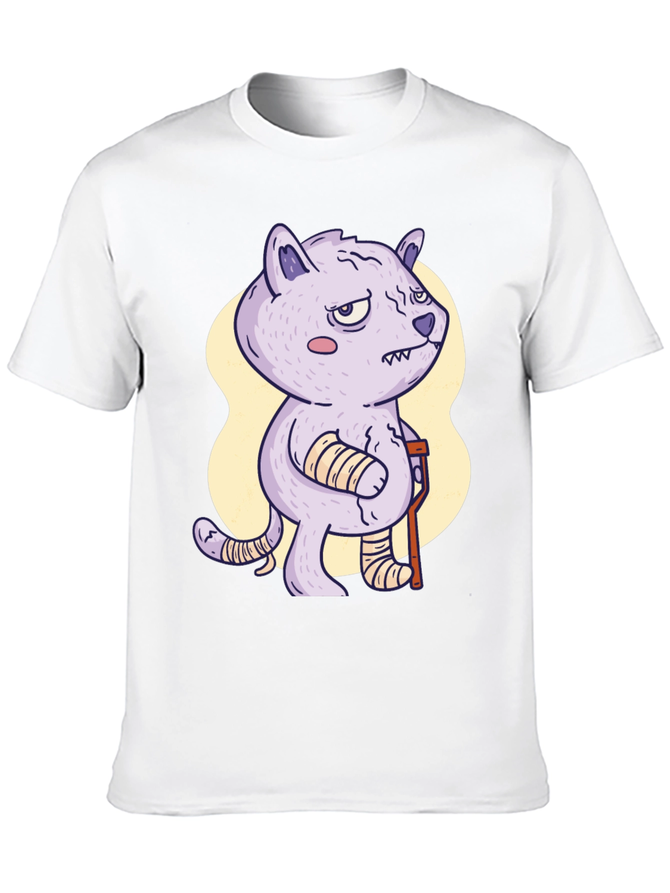 Injured Cartoon Cat Graphic Tee