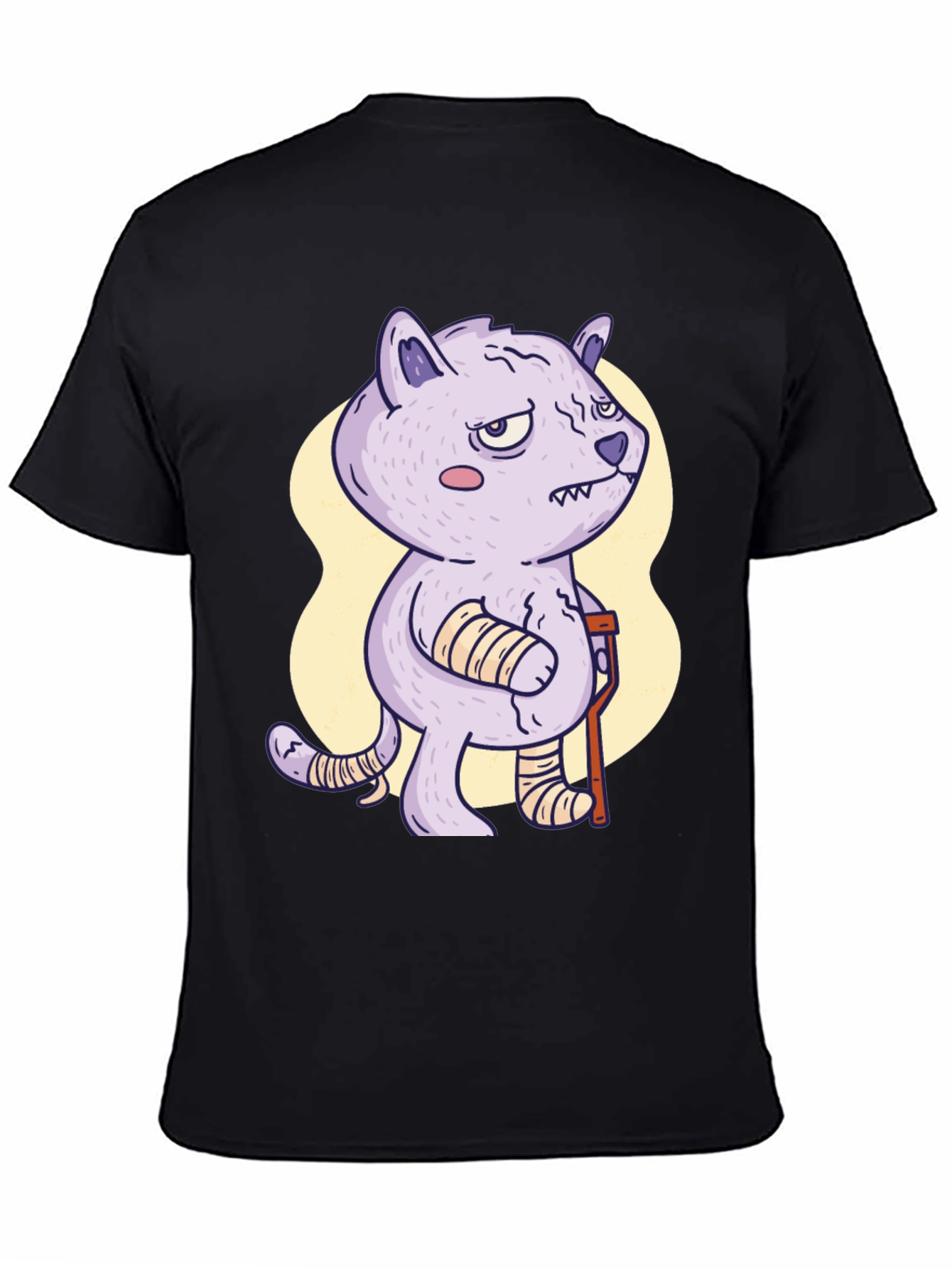 Injured Cartoon Cat Graphic Tee