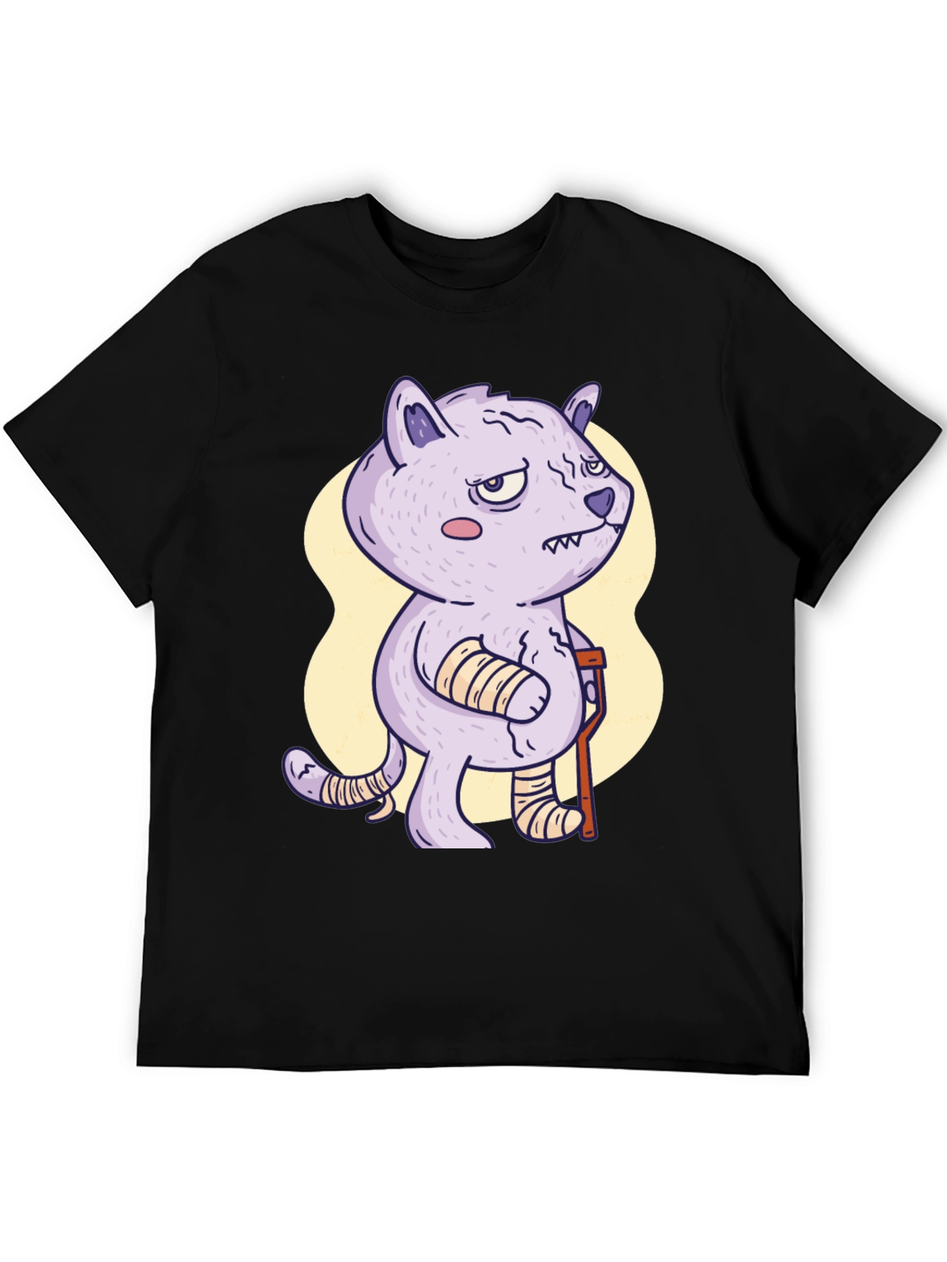 Injured Cartoon Cat Graphic Tee