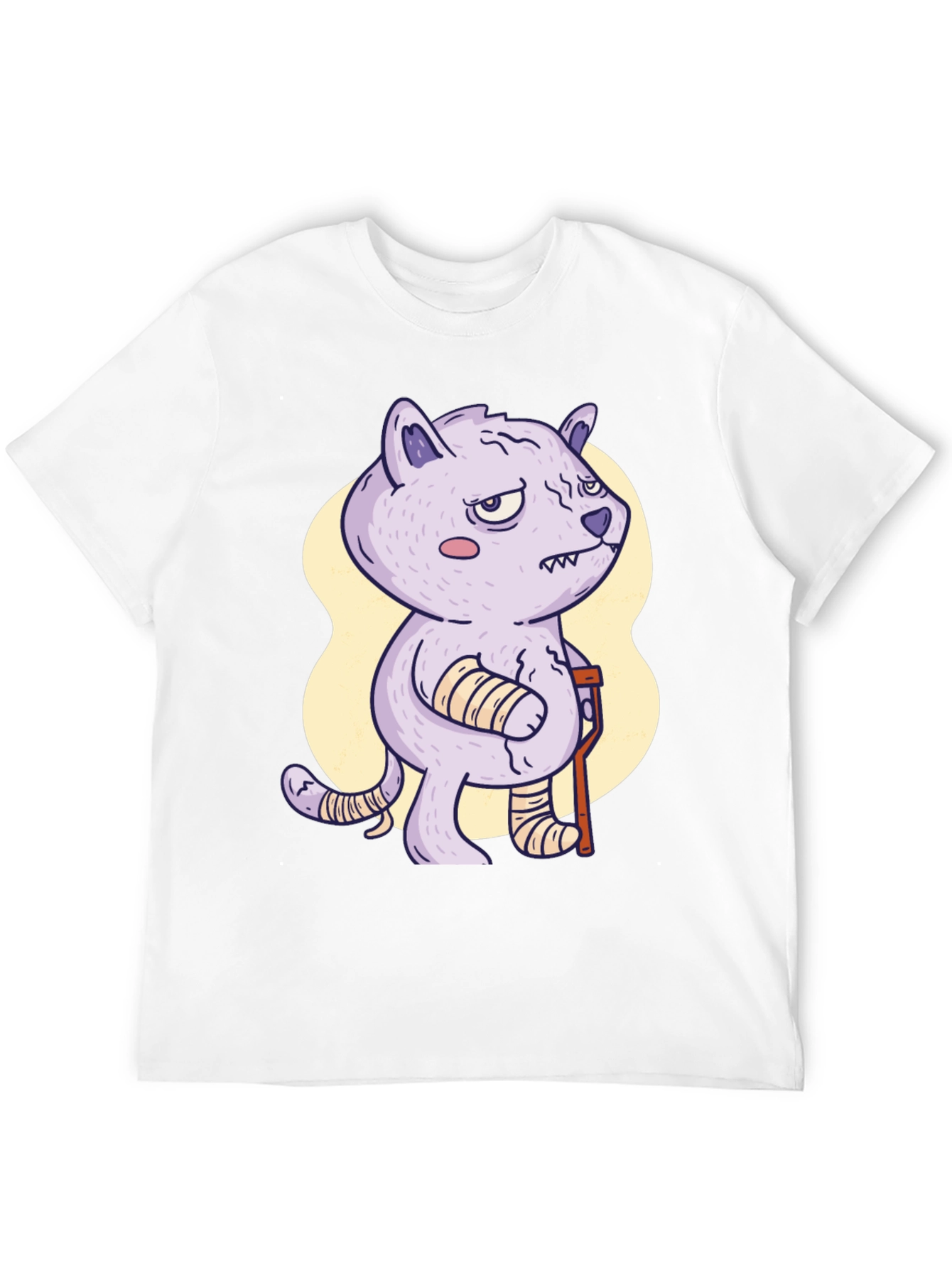 Injured Cartoon Cat Graphic Tee