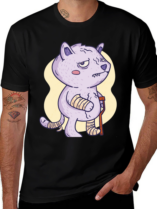 Injured Cartoon Cat Graphic Tee