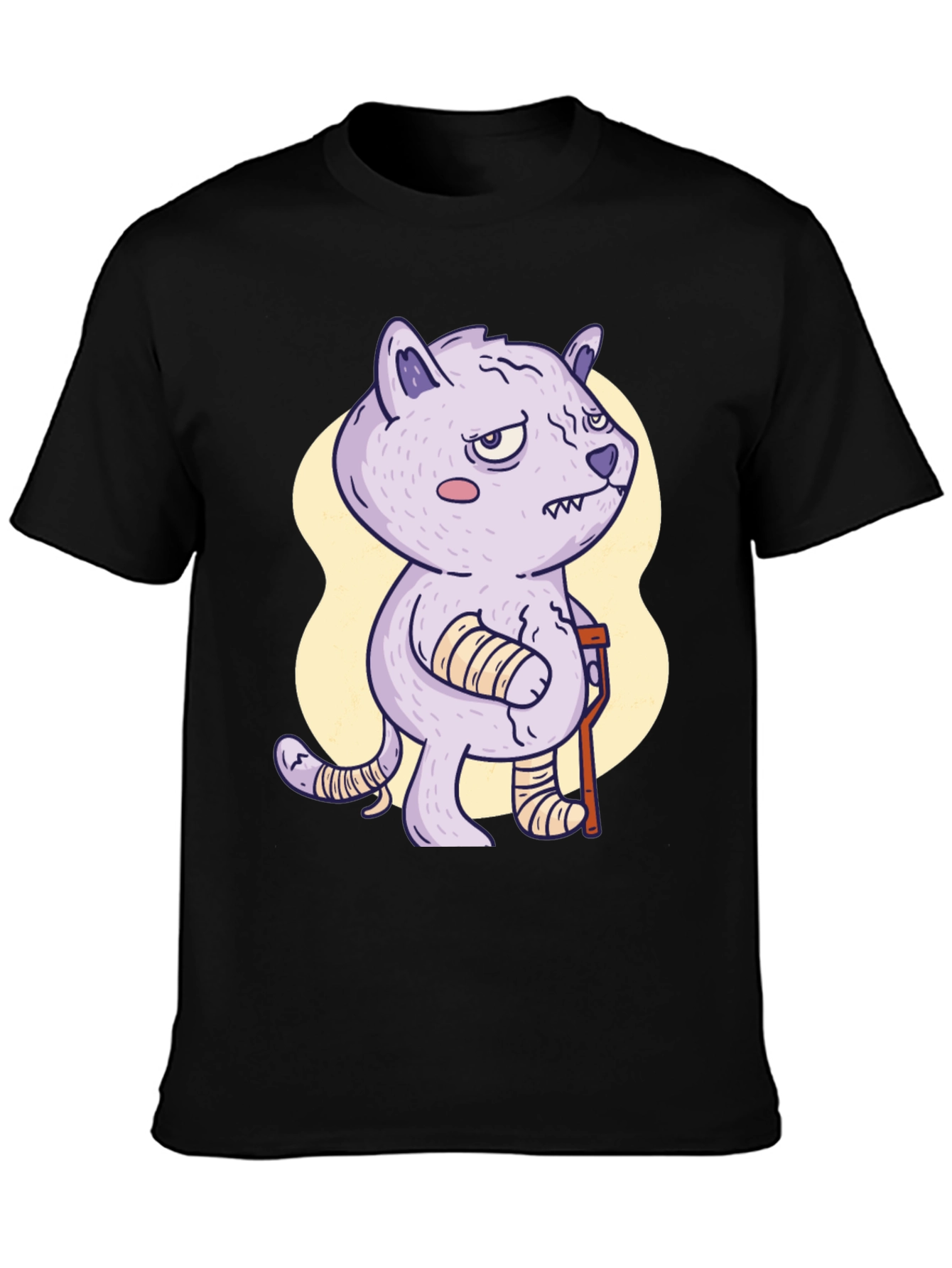 Injured Cartoon Cat Graphic Tee