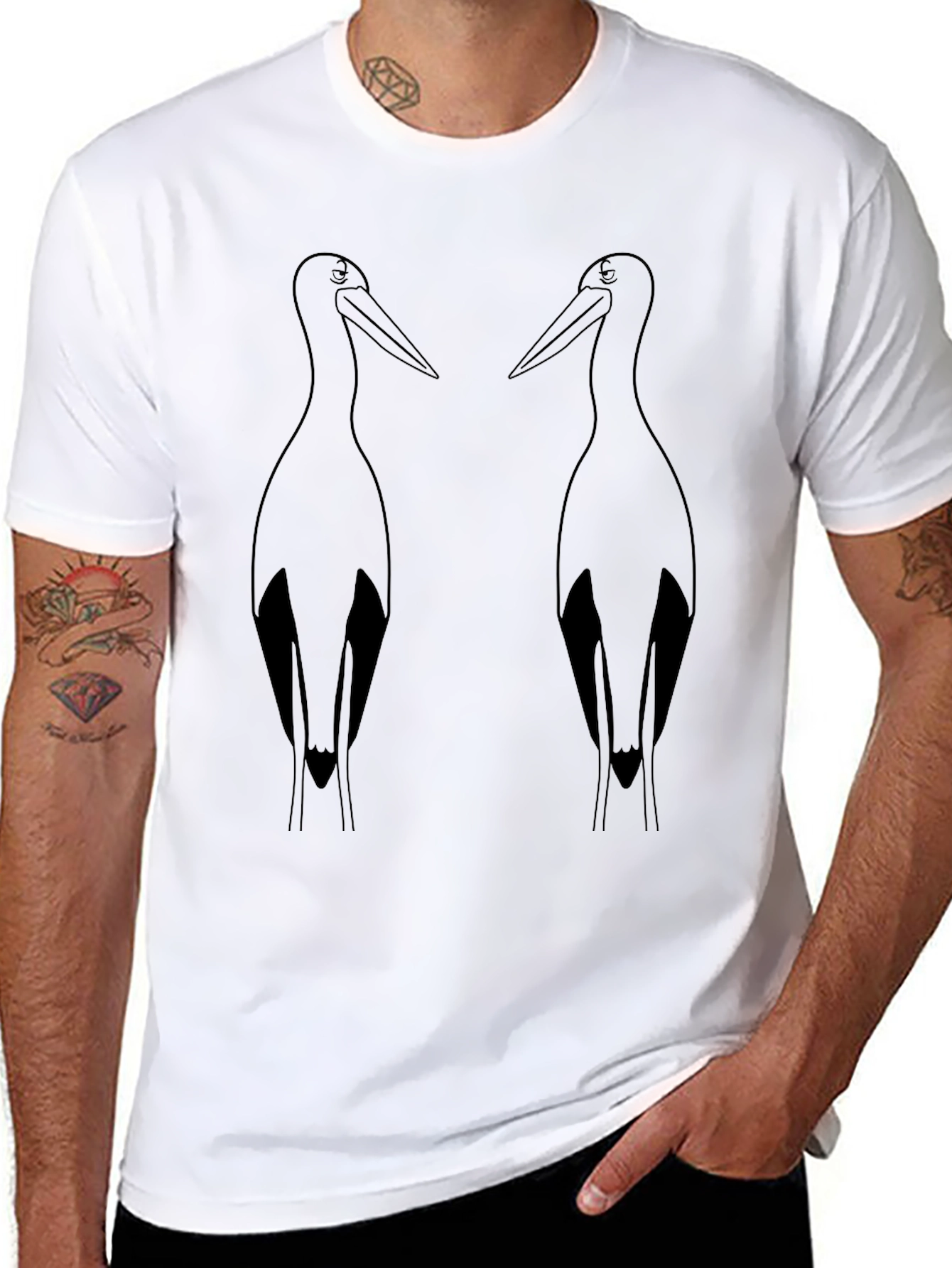 Black Pelican Graphic Tee - Cool Bird Design