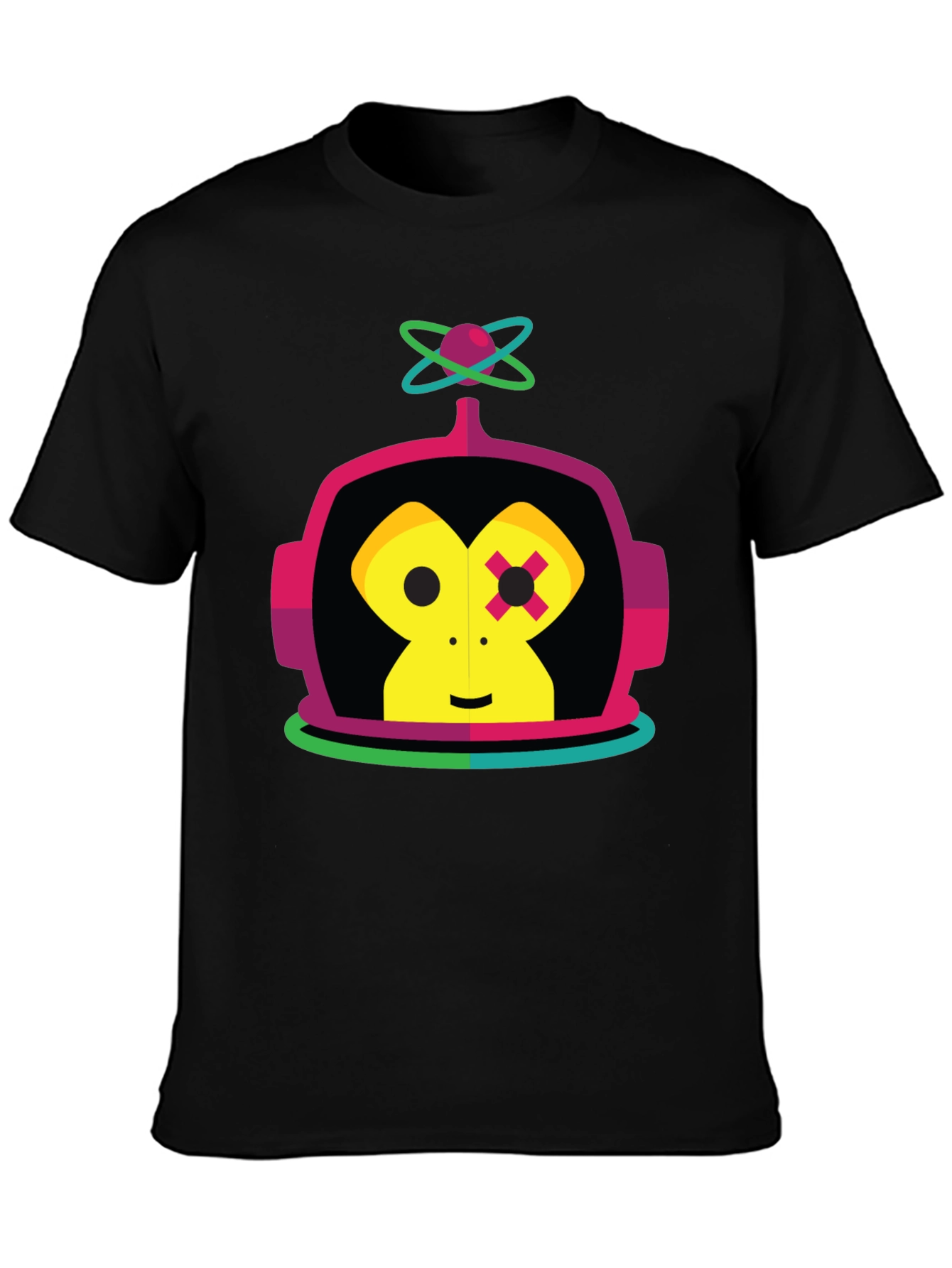 Retro Robot Monkey Graphic Tee - Black