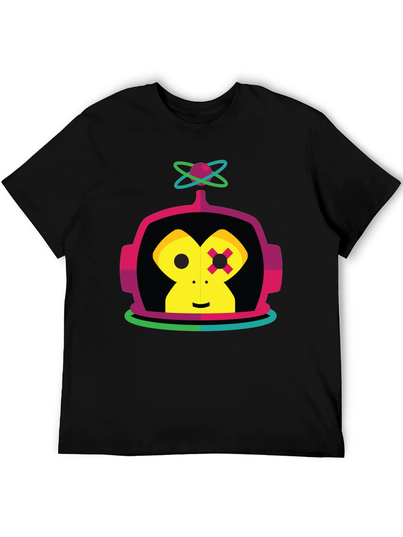 Retro Robot Monkey Graphic Tee - Black