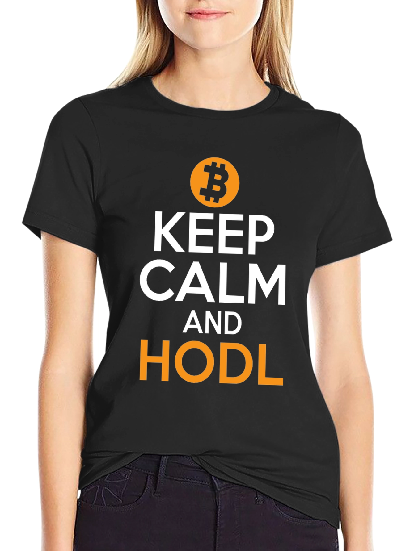 Keep Calm and HODL Bitcoin Black T-Shirt