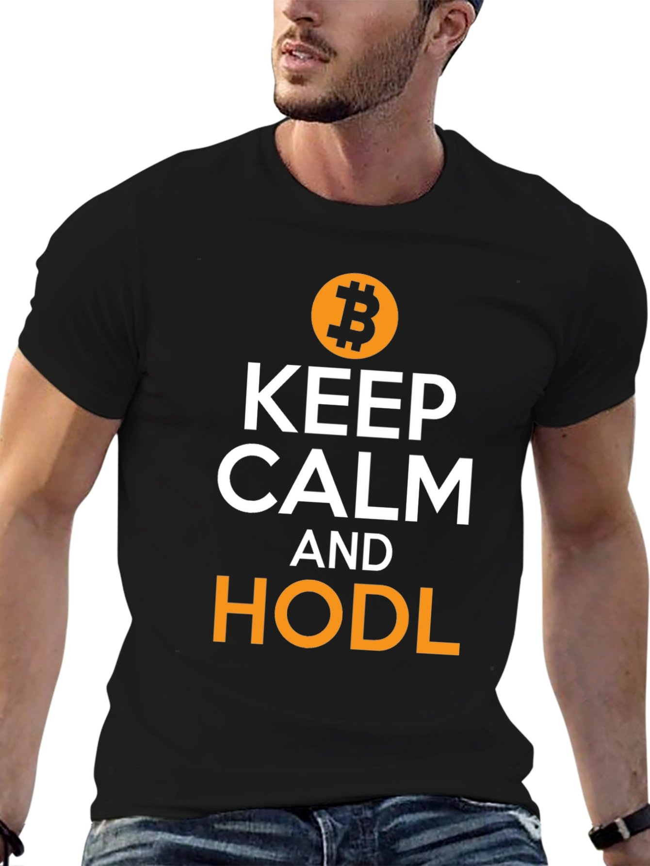 Keep Calm and HODL Bitcoin Black T-Shirt