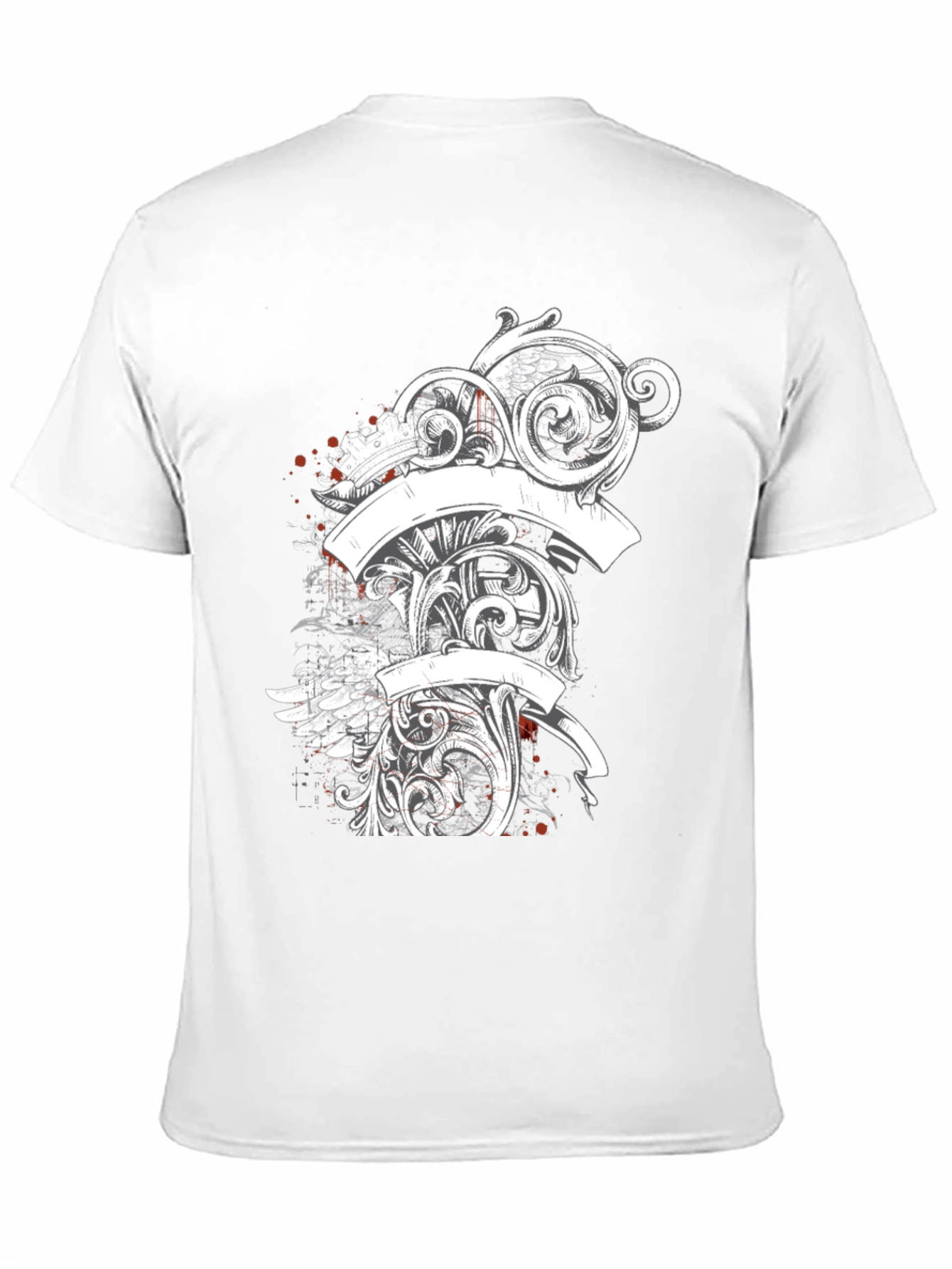 Elegant Scrollwork Graphic Tee - Black Cotton T-Shirt