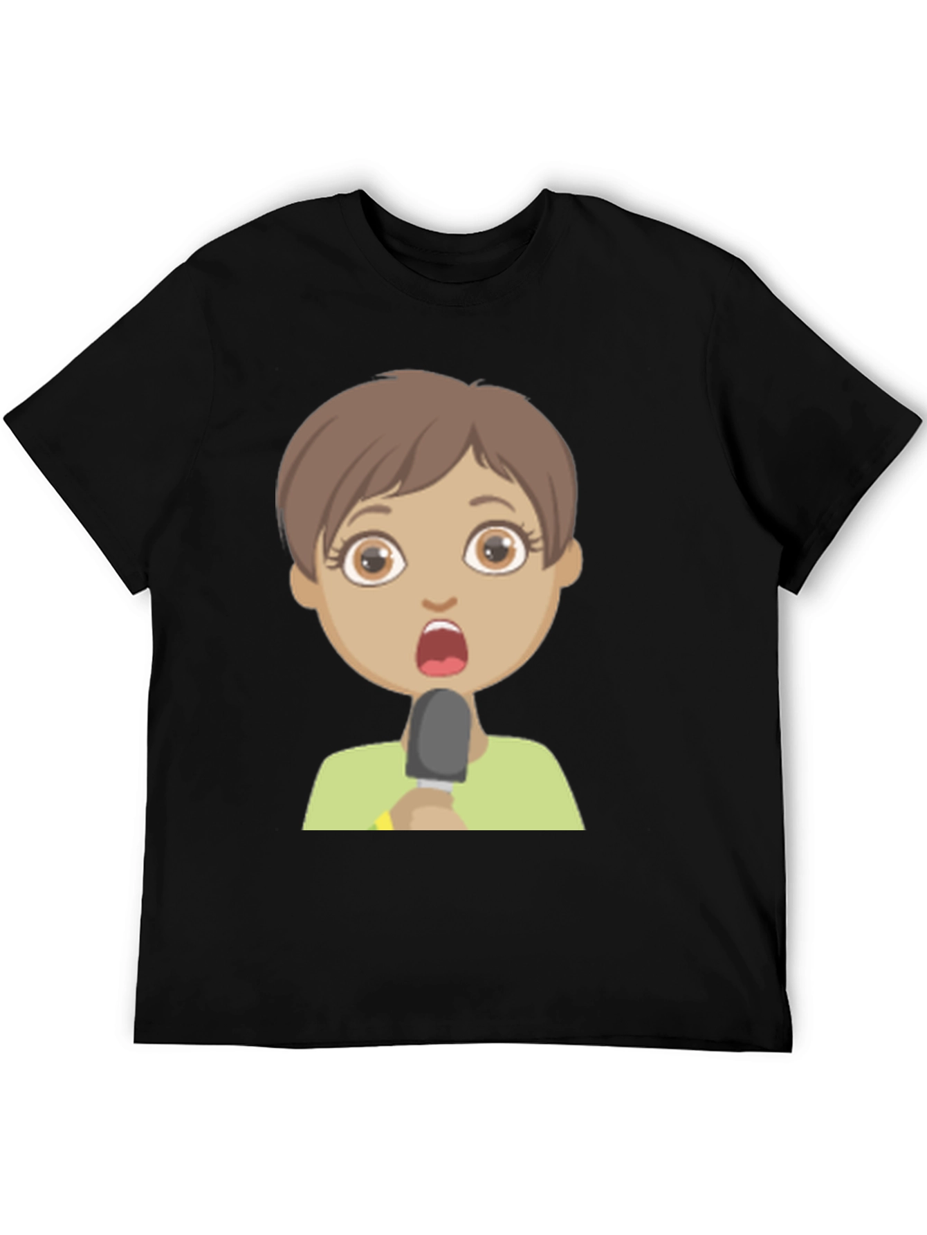 Shocked Girl Cartoon Black T-Shirt