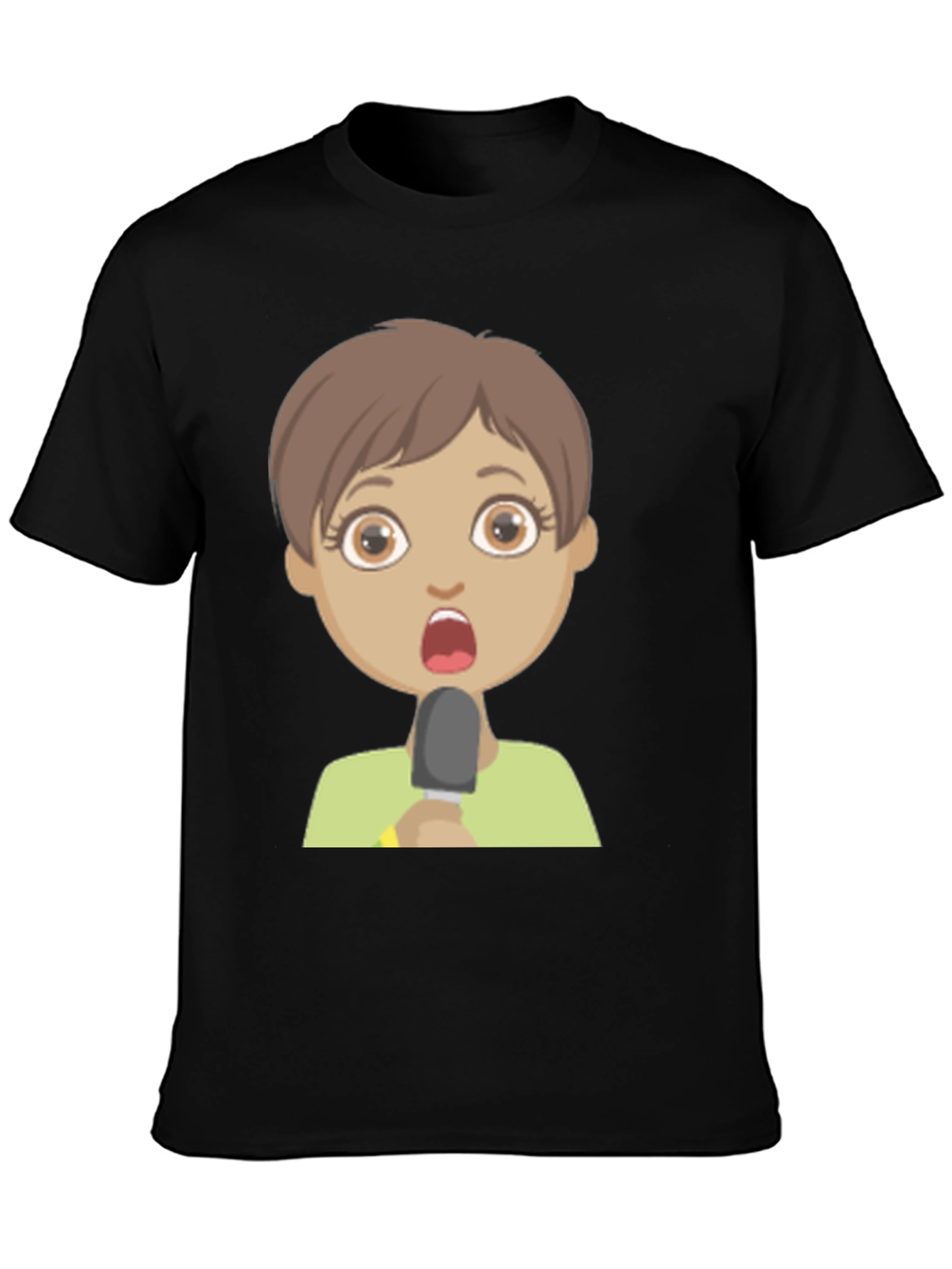 Shocked Girl Cartoon Black T-Shirt