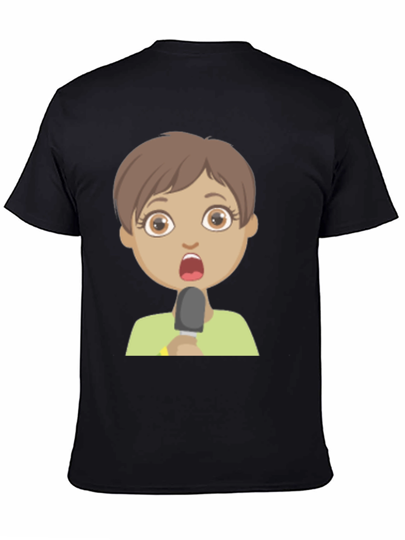 Shocked Girl Cartoon Black T-Shirt