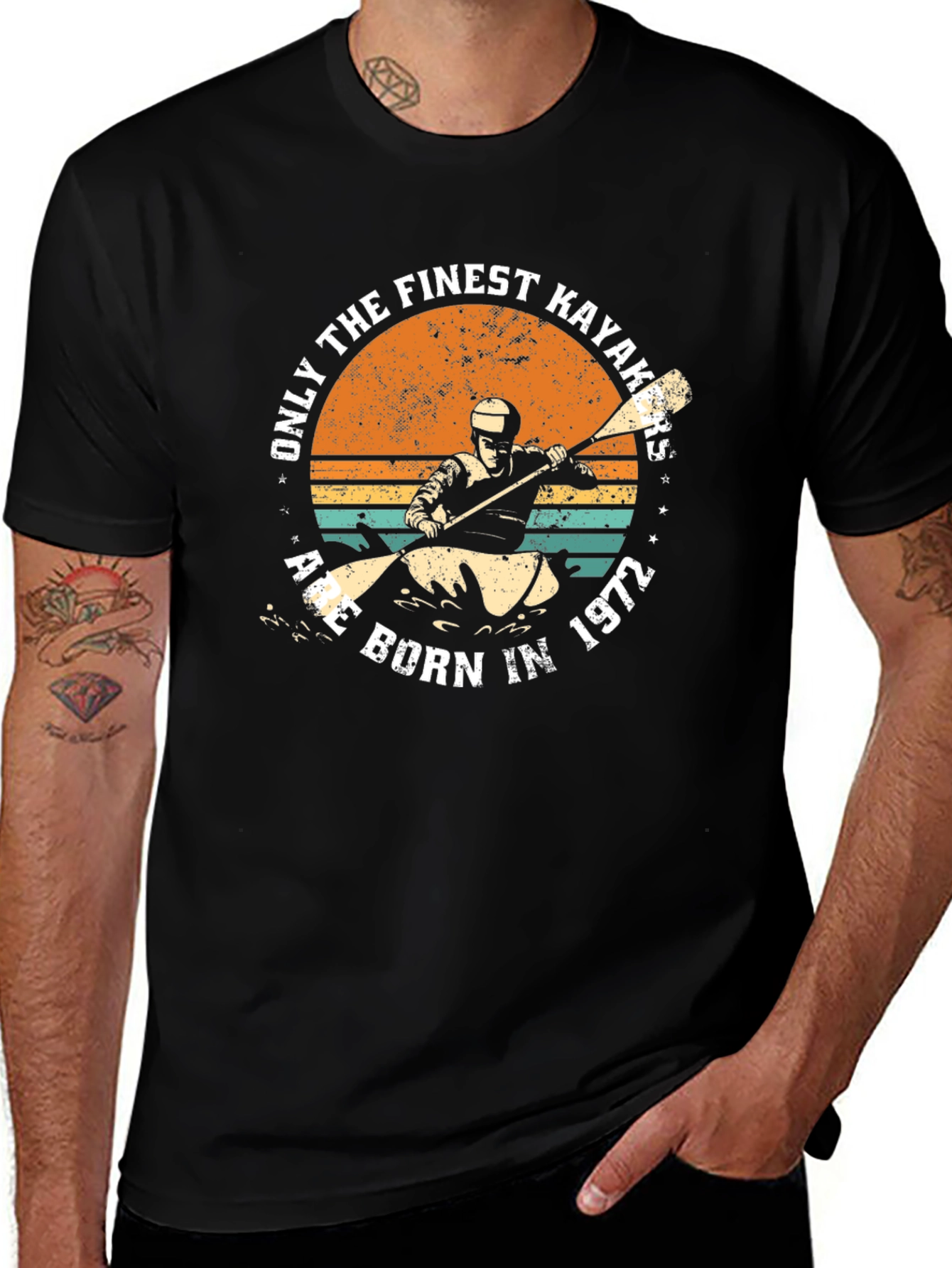 Finest Kayakers Born in 1972 - Black T-Shirt