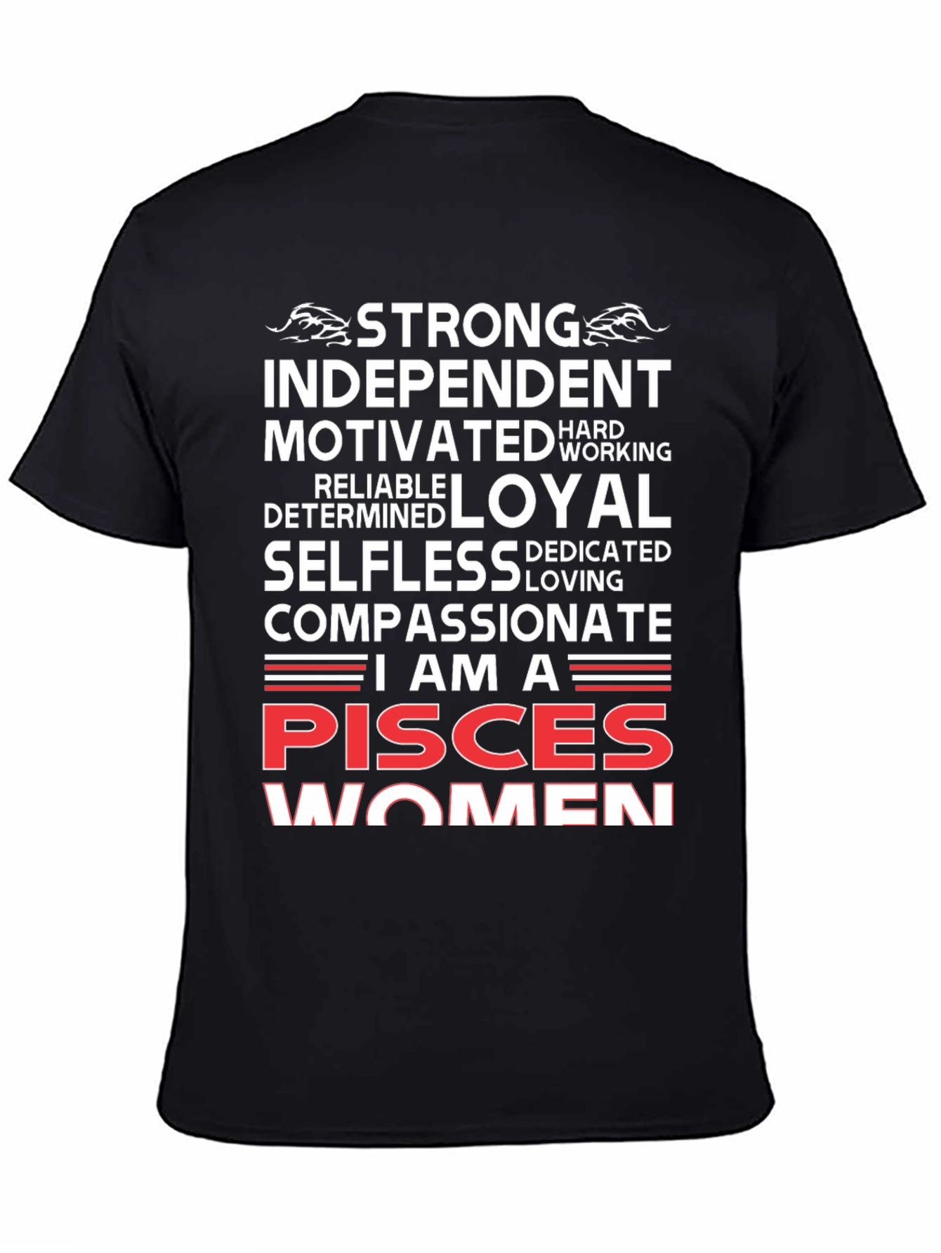 Pisces Women Black Graphic Tee
