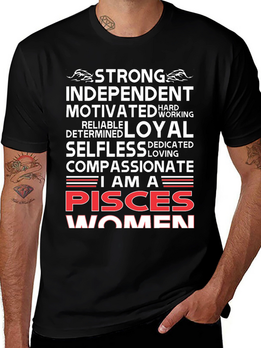 Pisces Women Black Graphic Tee