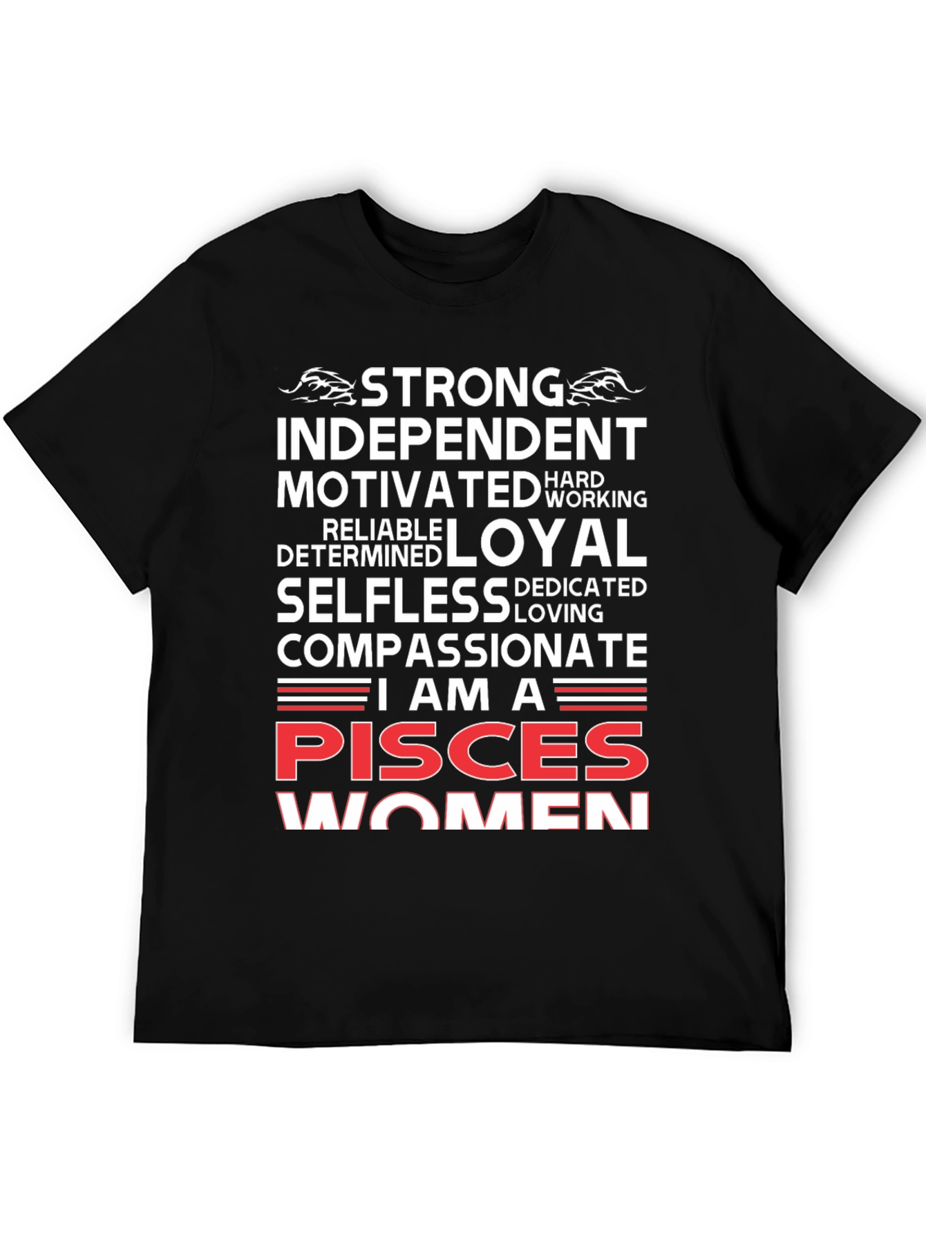 Pisces Women Black Graphic Tee