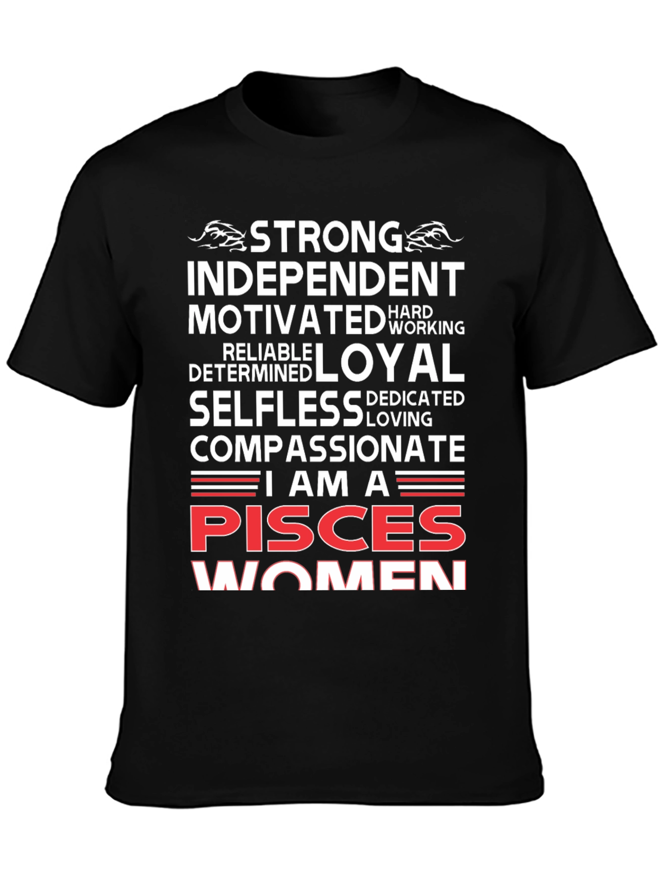 Pisces Women Black Graphic Tee