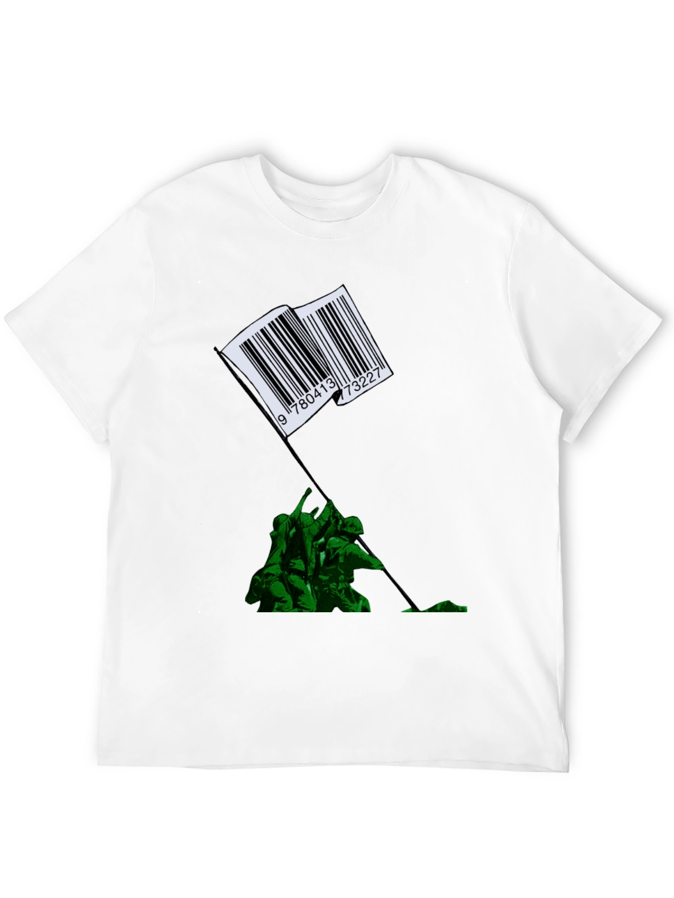 Barcode Flag Raising Graphic T-Shirt
