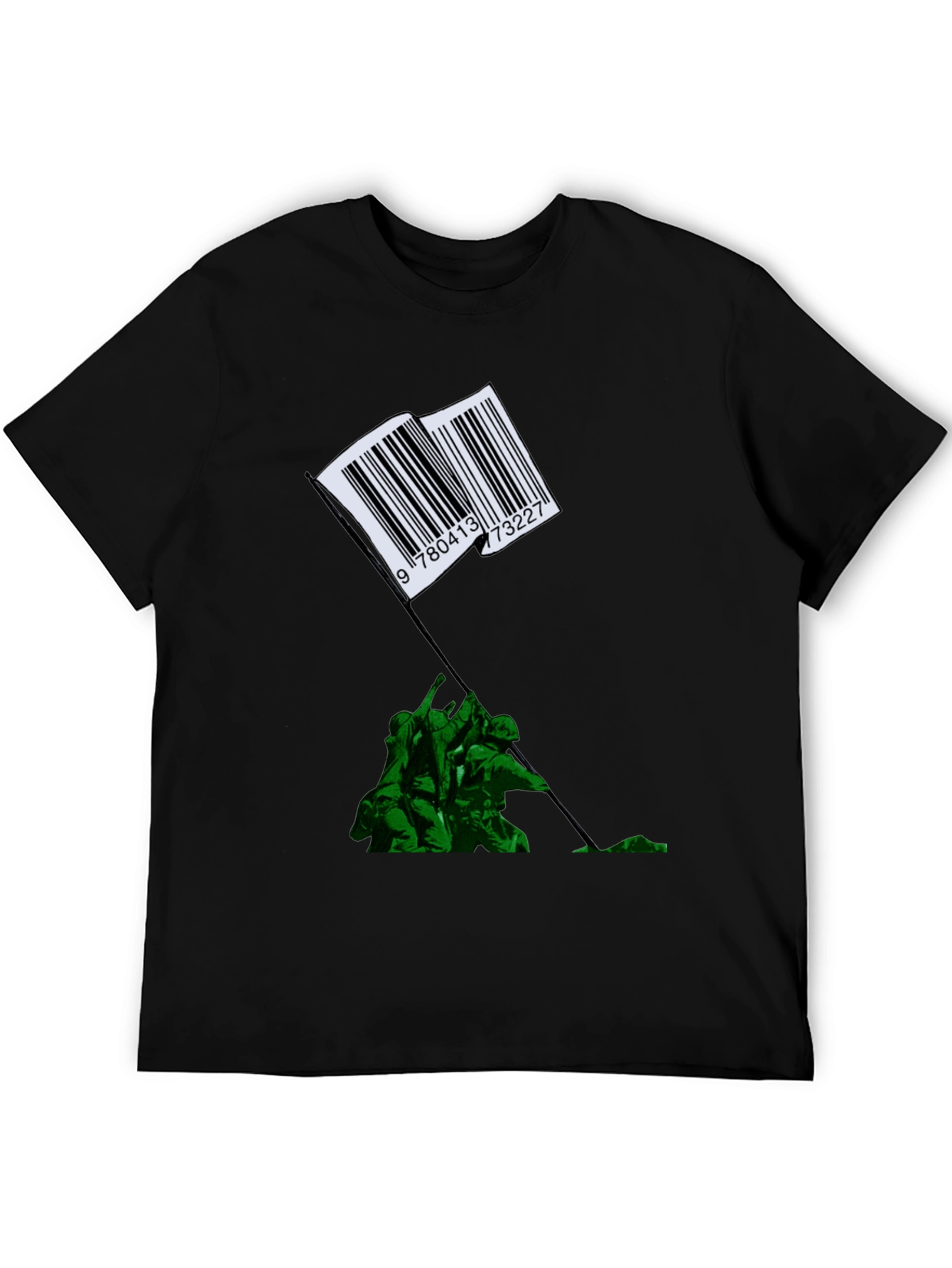 Barcode Flag Raising Graphic T-Shirt