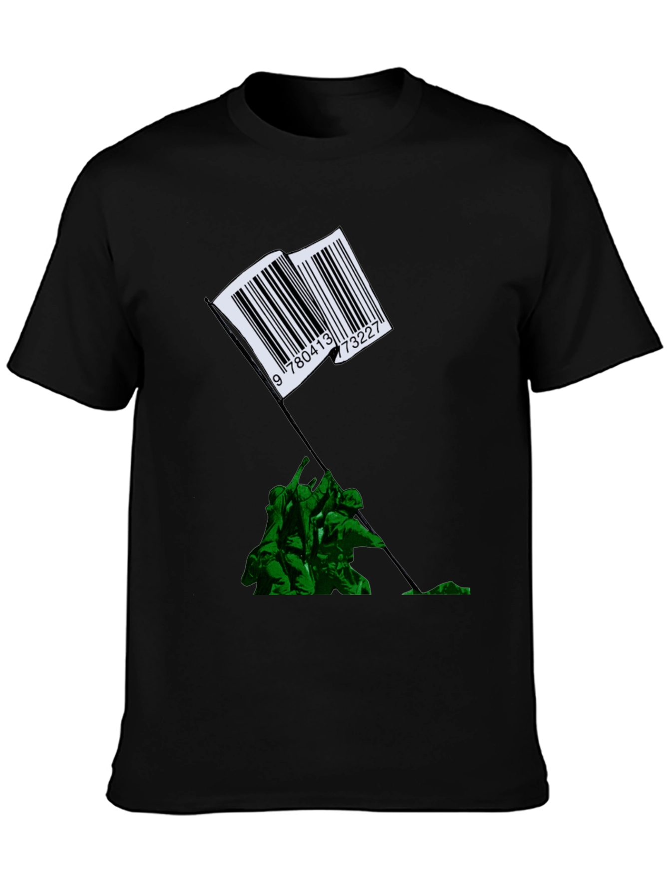 Barcode Flag Raising Graphic T-Shirt