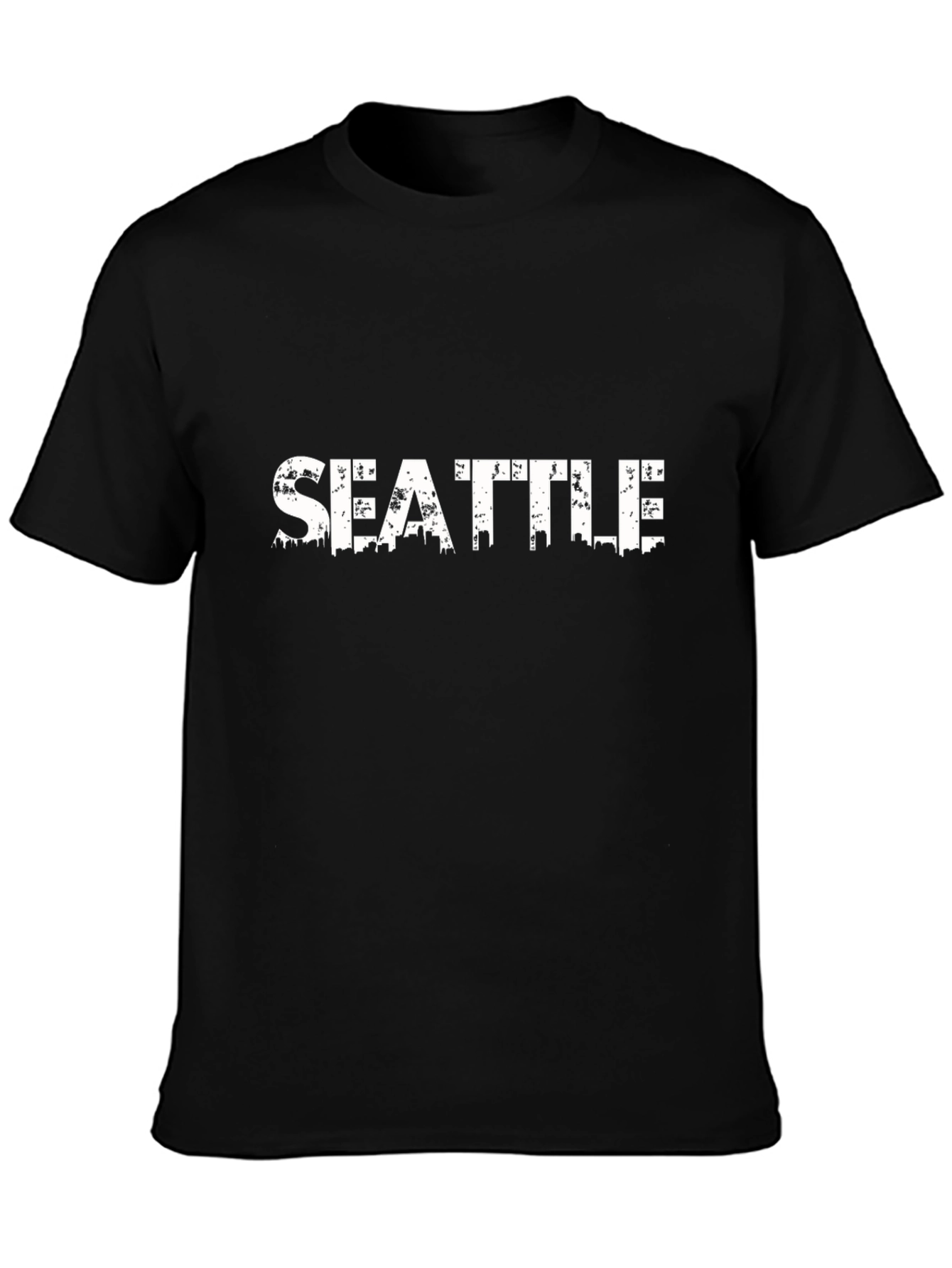 Seattle Skyline Graphic Tee - Black Cotton T-Shirt