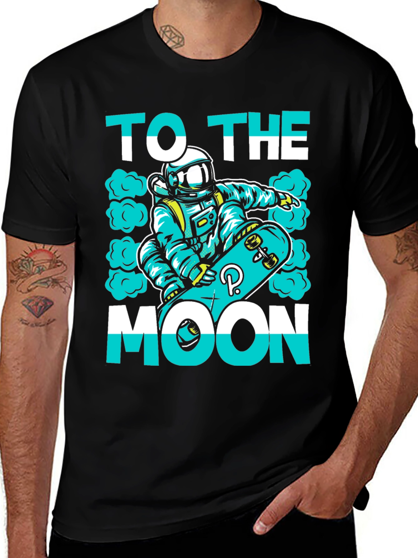 To The Moon T-Shirt | Astronaut Skateboard Graphic