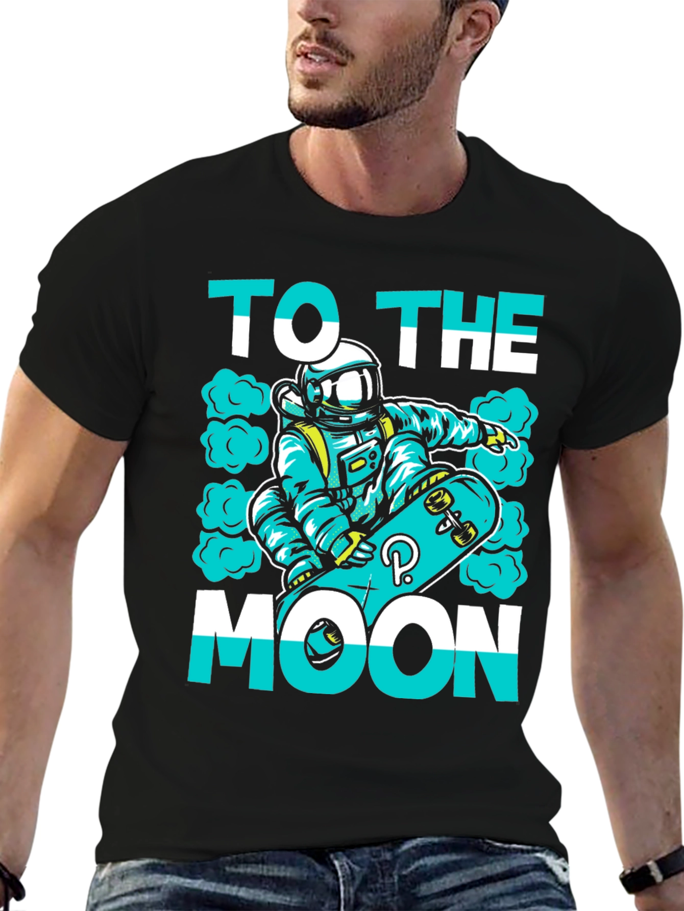 To The Moon T-Shirt | Astronaut Skateboard Graphic