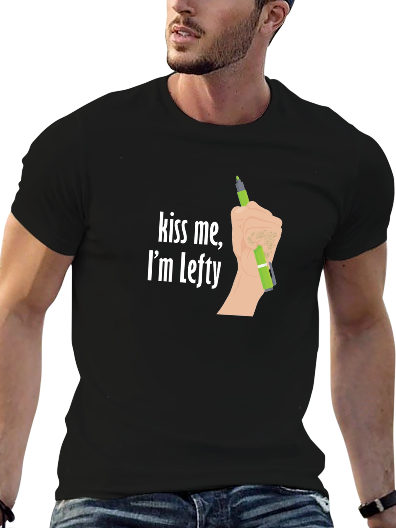 Kiss Me Im Lefty - Left Handed T-Shirt