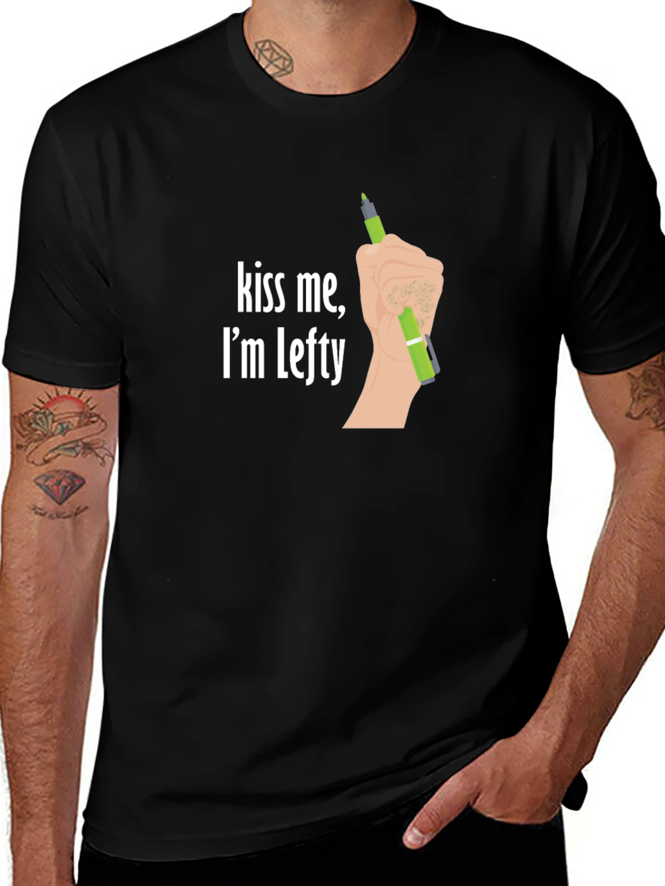 Kiss Me Im Lefty - Left Handed T-Shirt