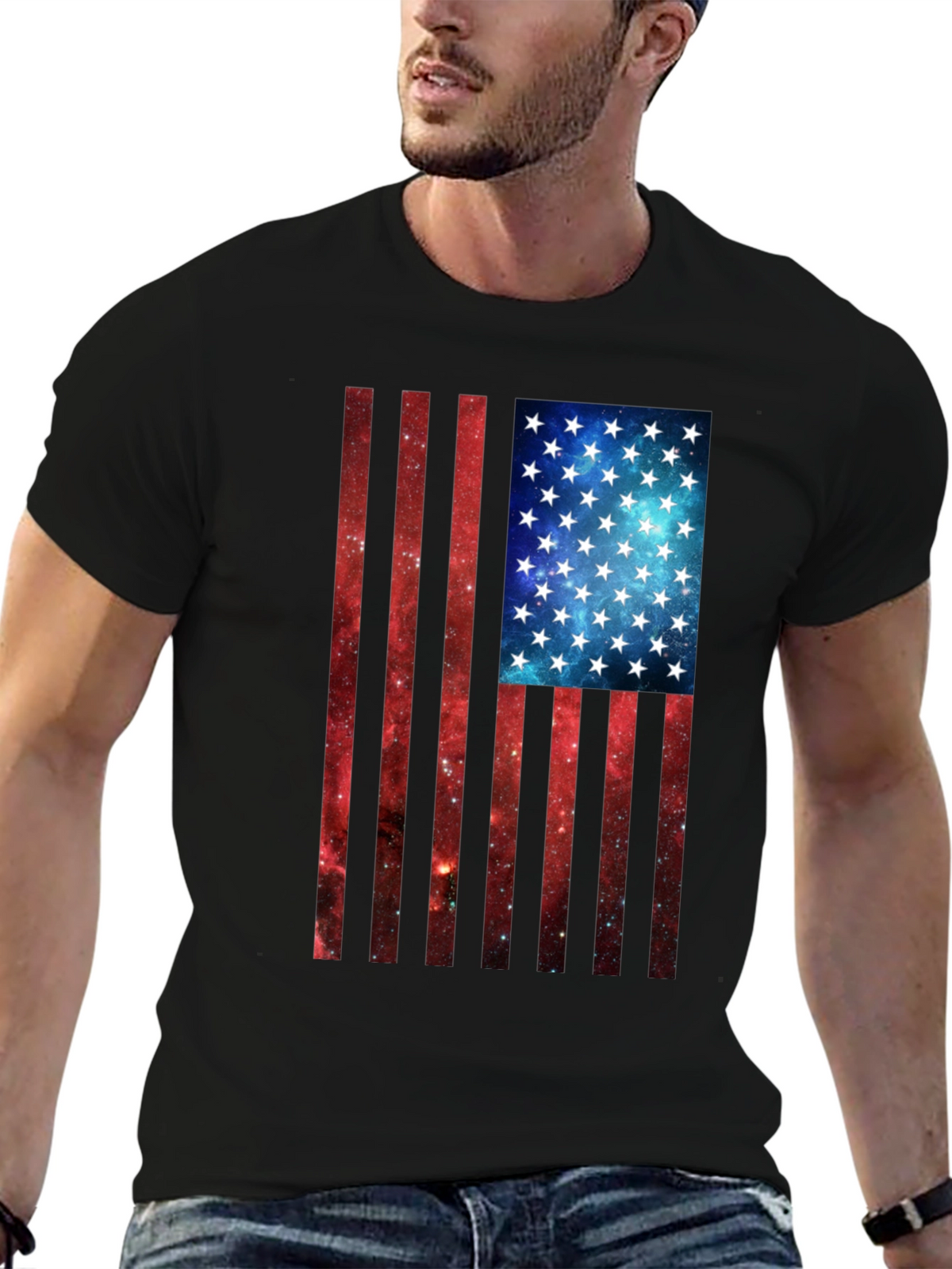 Galaxy Flag Graphic Tee - Patriotic Style