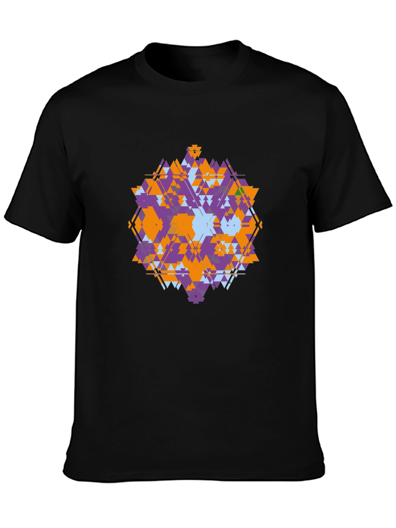 Geometric Triangle Pattern Black T-Shirt