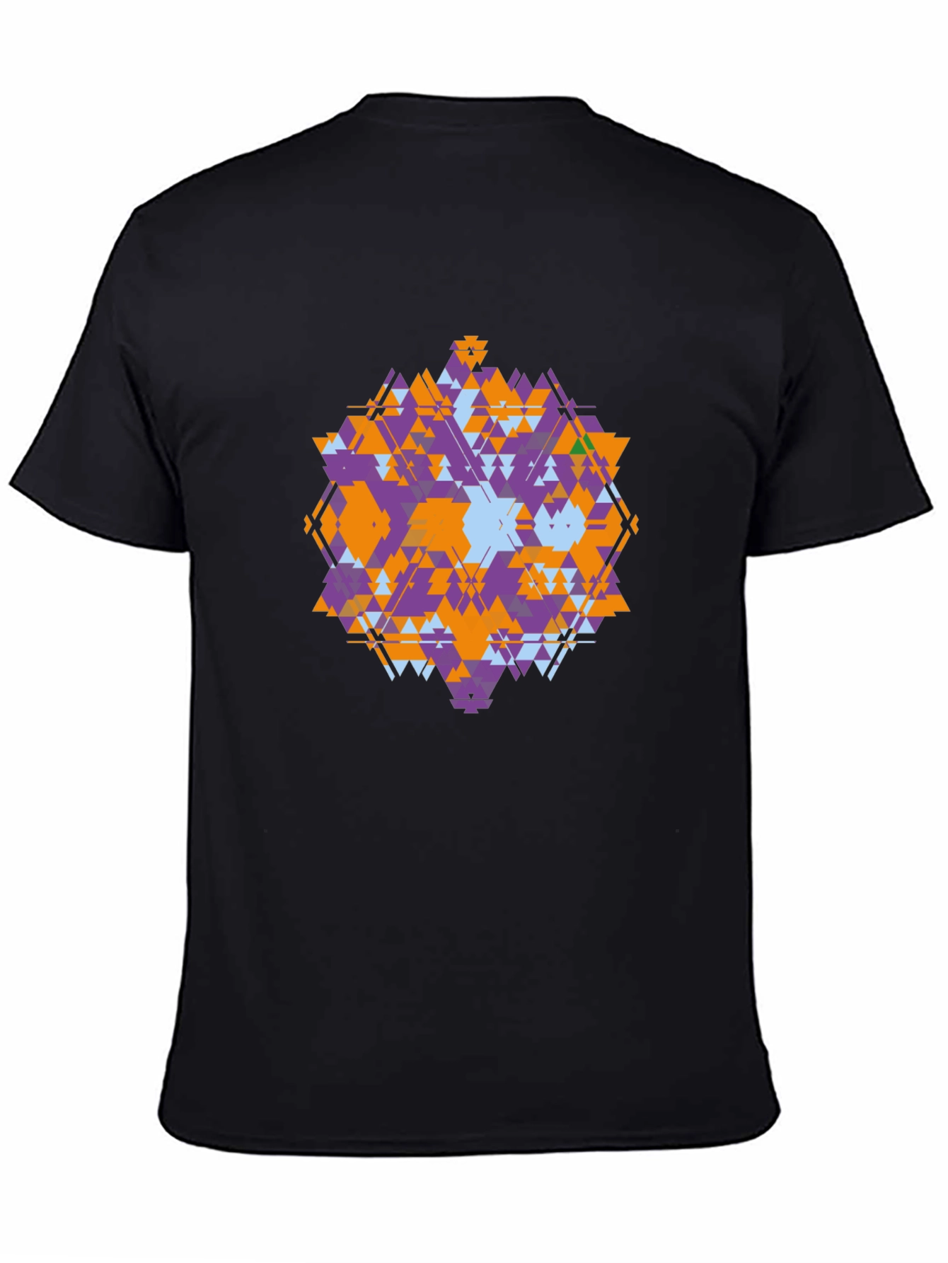 Geometric Triangle Pattern Black T-Shirt