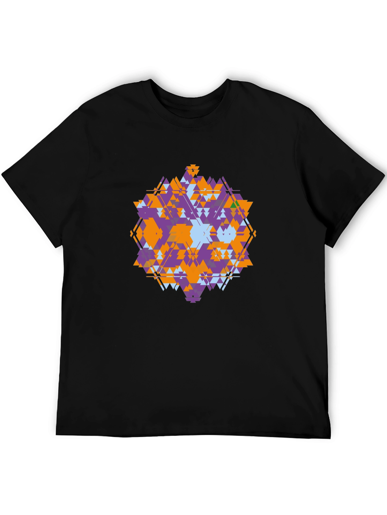 Geometric Triangle Pattern Black T-Shirt