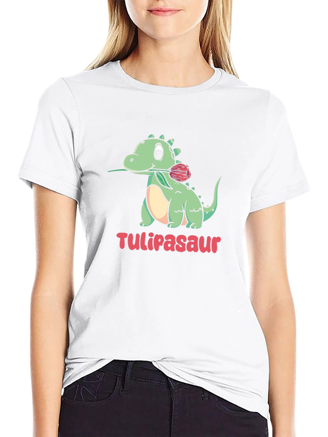 Tulipasaur T-Shirt - Cute Dinosaur with Tulip