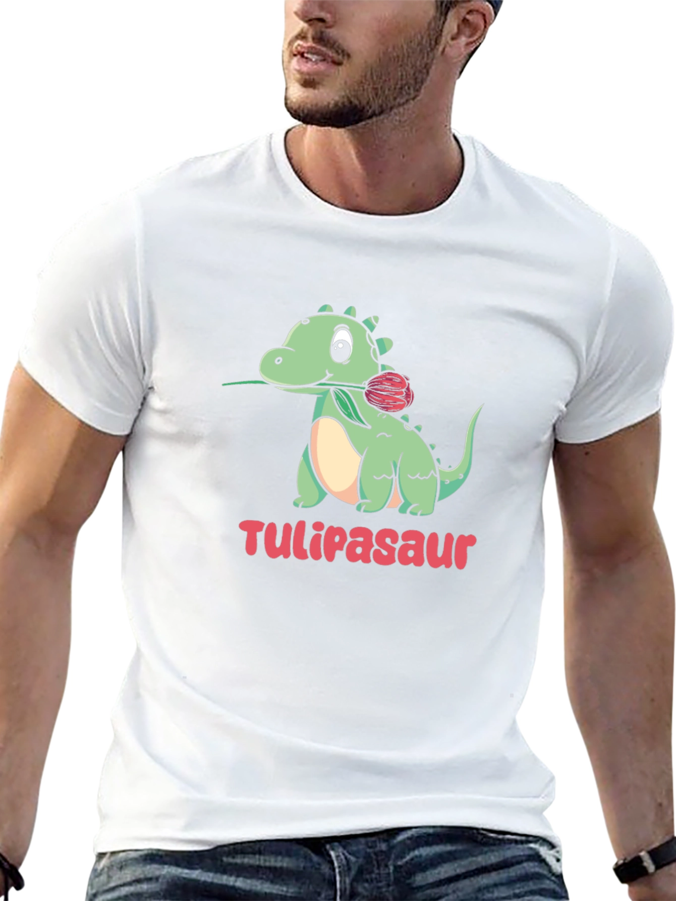 Tulipasaur T-Shirt - Cute Dinosaur with Tulip