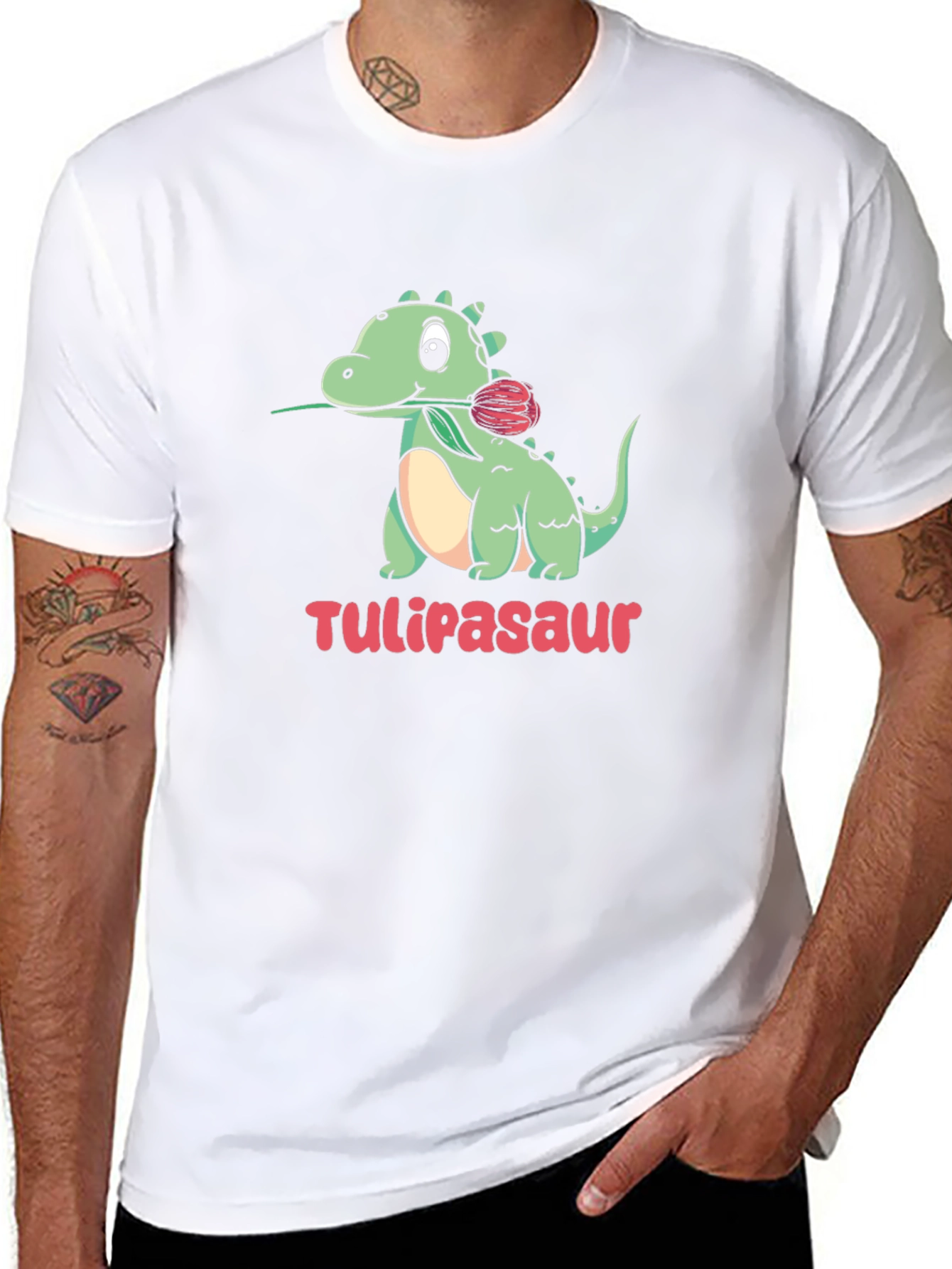 Tulipasaur T-Shirt - Cute Dinosaur with Tulip