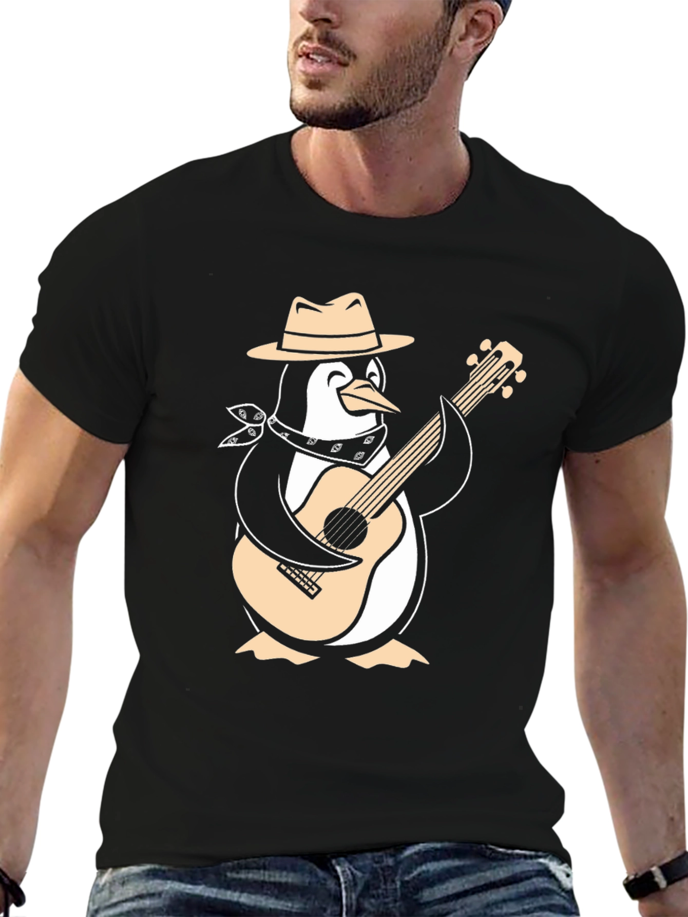 Penguin Guitarist Graphic Tee