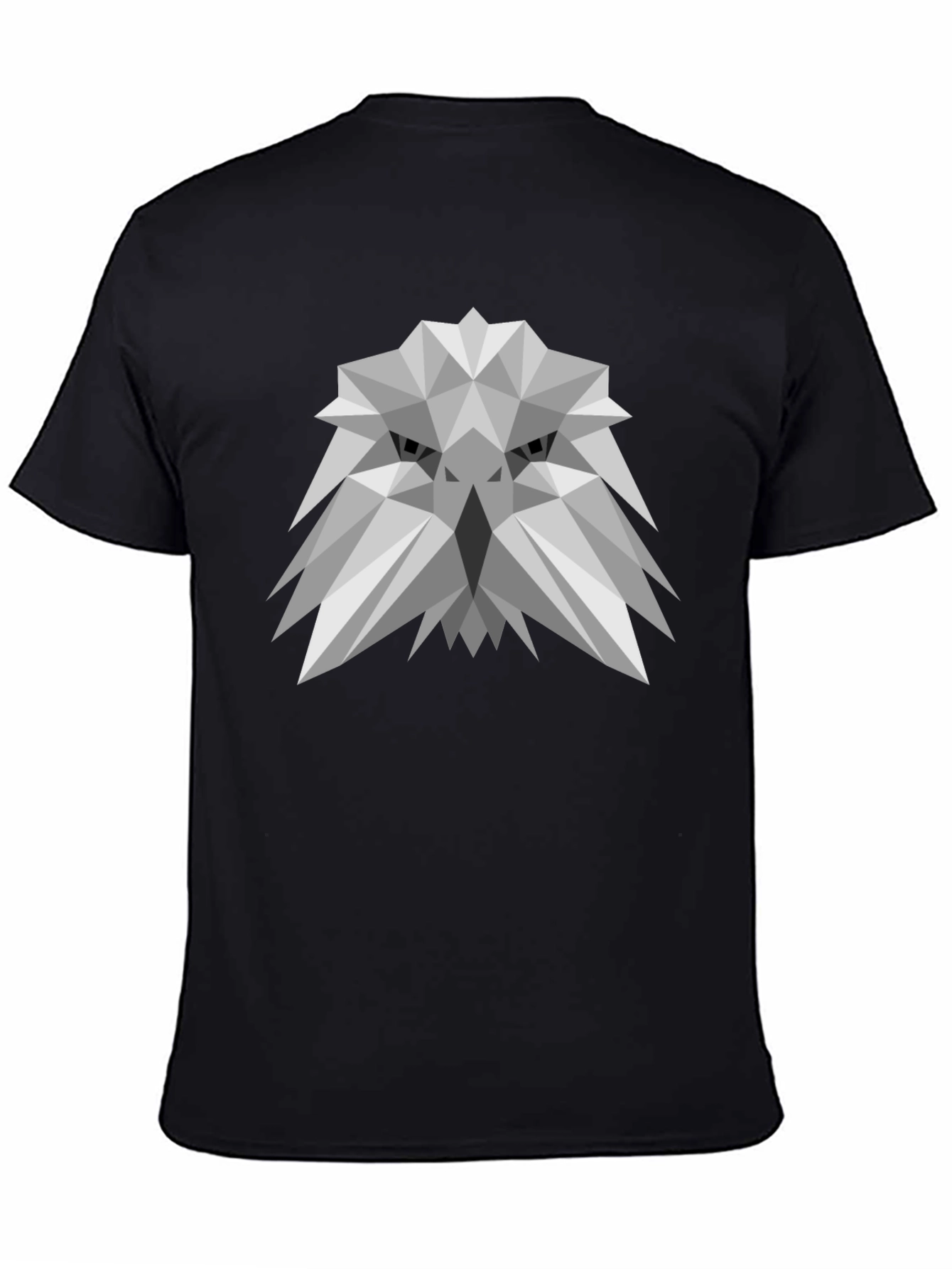 Geometric Eagle Graphic Tee - Modern Mens Black T-Shirt