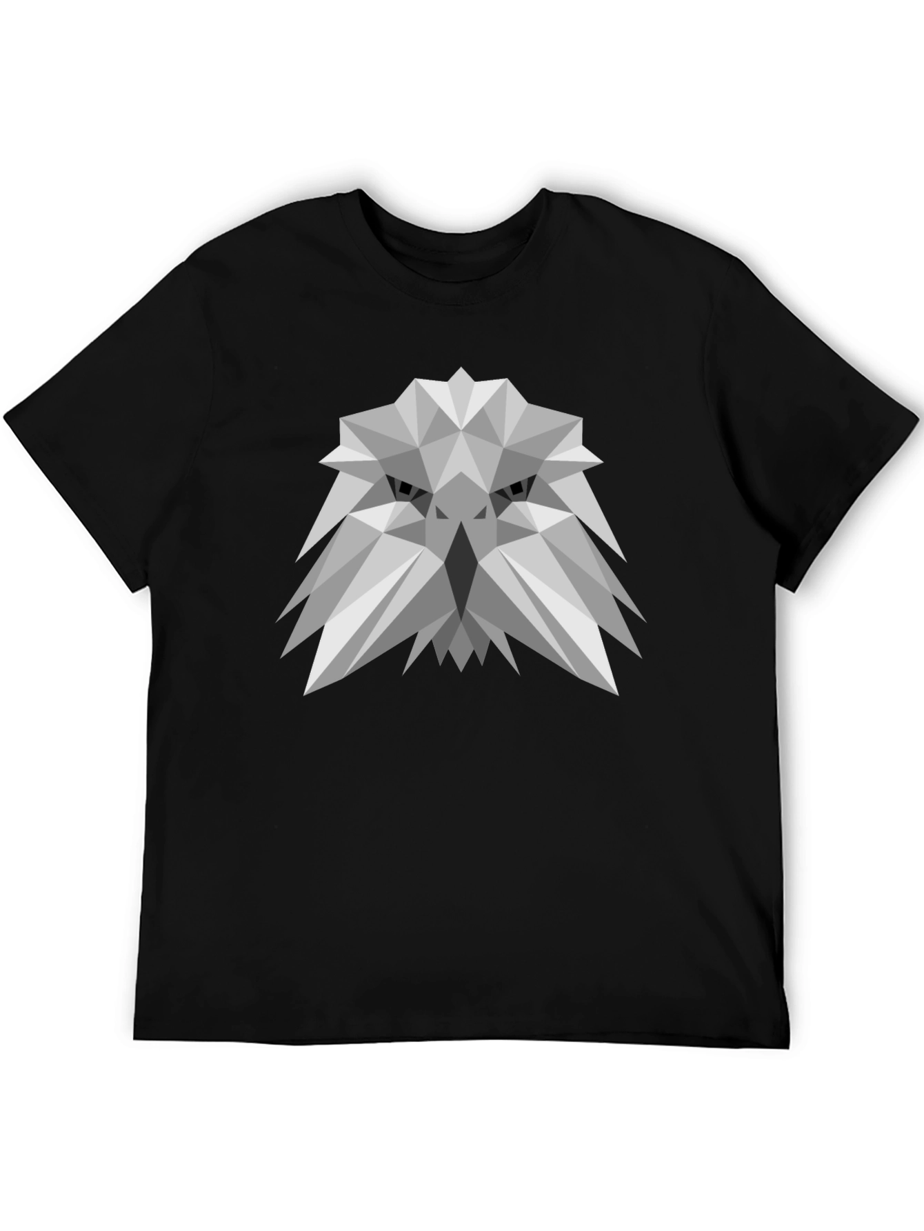 Geometric Eagle Graphic Tee - Modern Mens Black T-Shirt