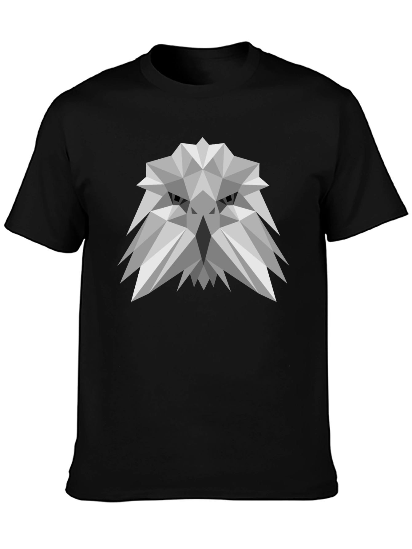 Geometric Eagle Graphic Tee - Modern Mens Black T-Shirt