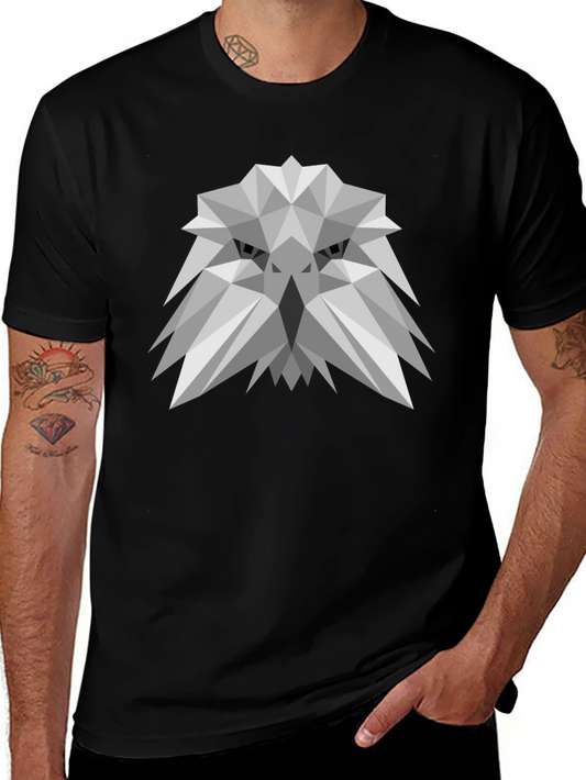 Geometric Eagle Graphic Tee - Modern Mens Black T-Shirt