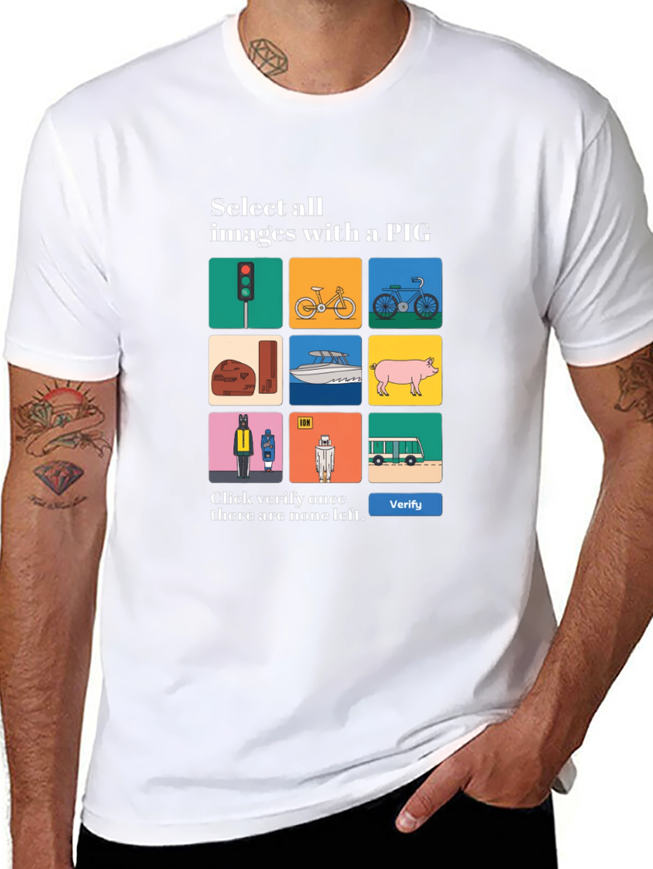 Captcha Pig T-Shirt - Novelty Graphic Tee